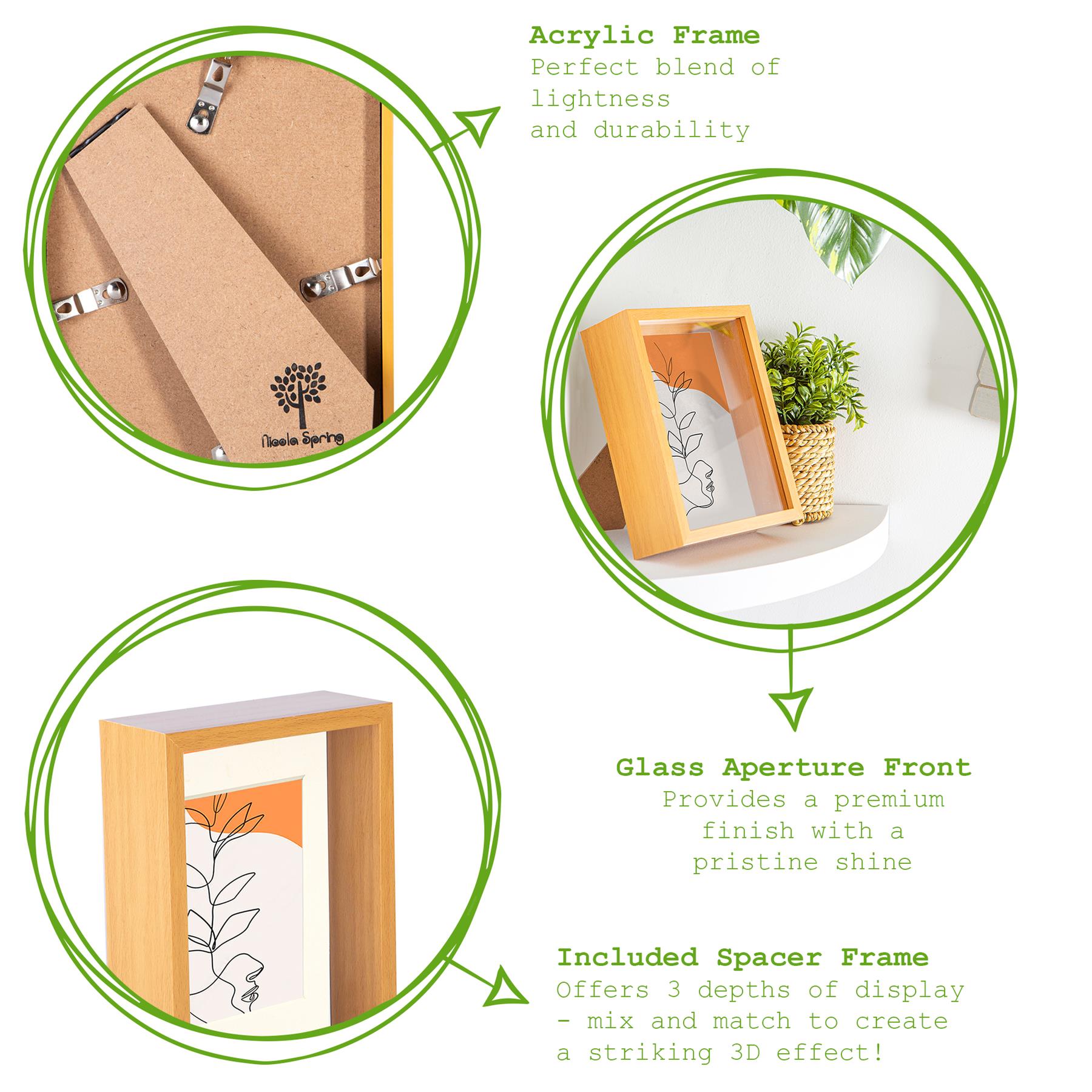 3D Deep Box Photo Frame - 5 x 7" - Light Wood