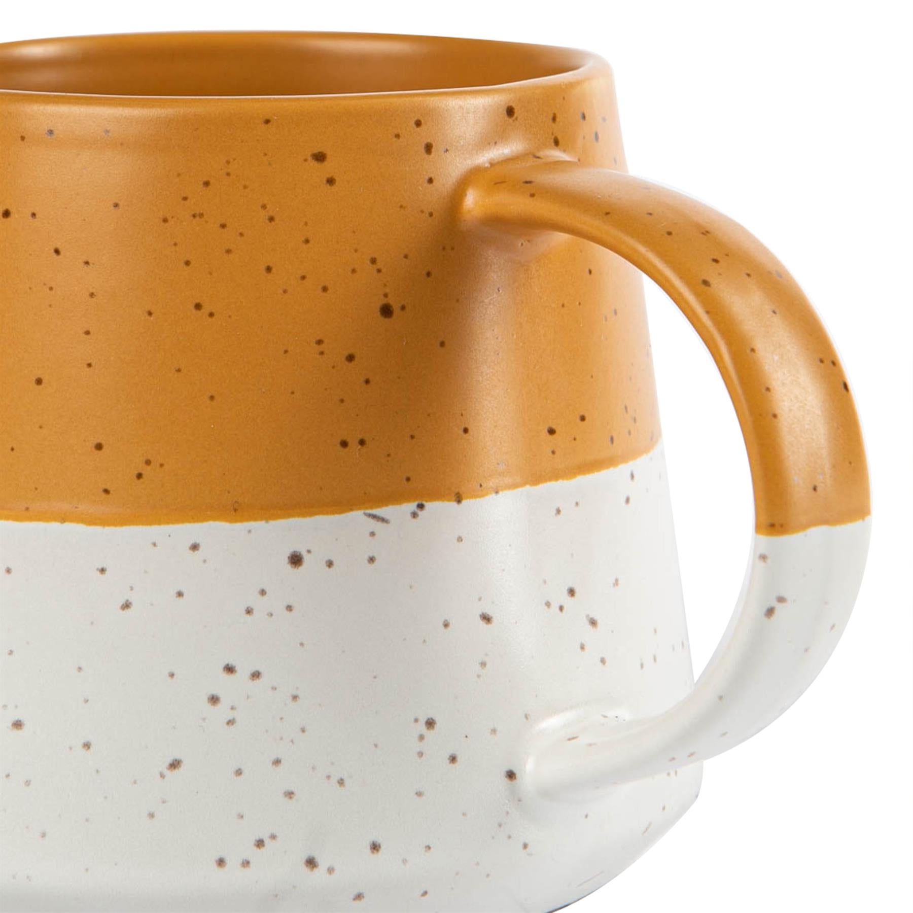 Dipped Flecked Stoneware Belly Coffee Mug - 370ml - Mustard