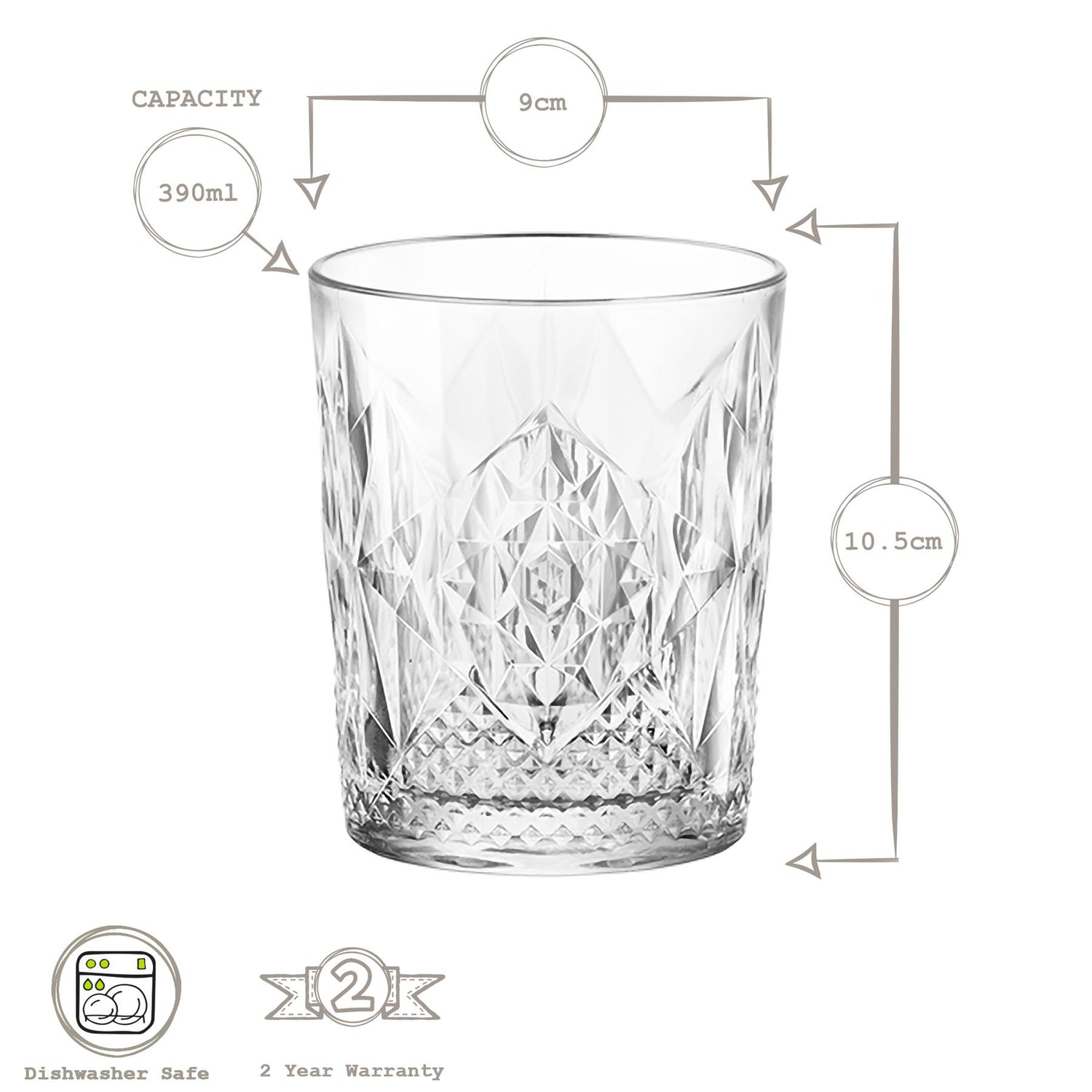 Bartender Stone Double Old Fashioned Glass - 390ml