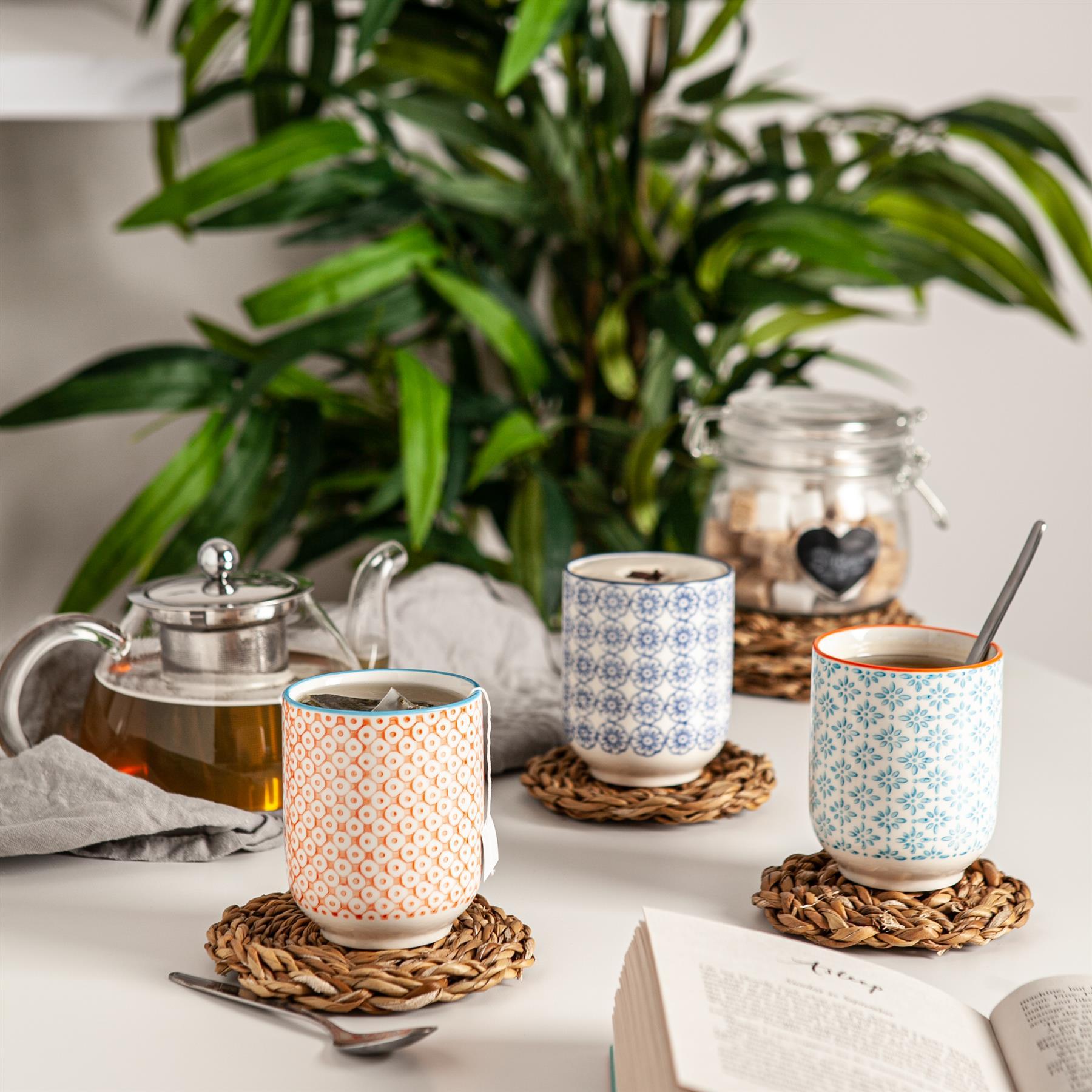 Nicola Spring Hand Printed Porcelain Mug - 280ml - Blue