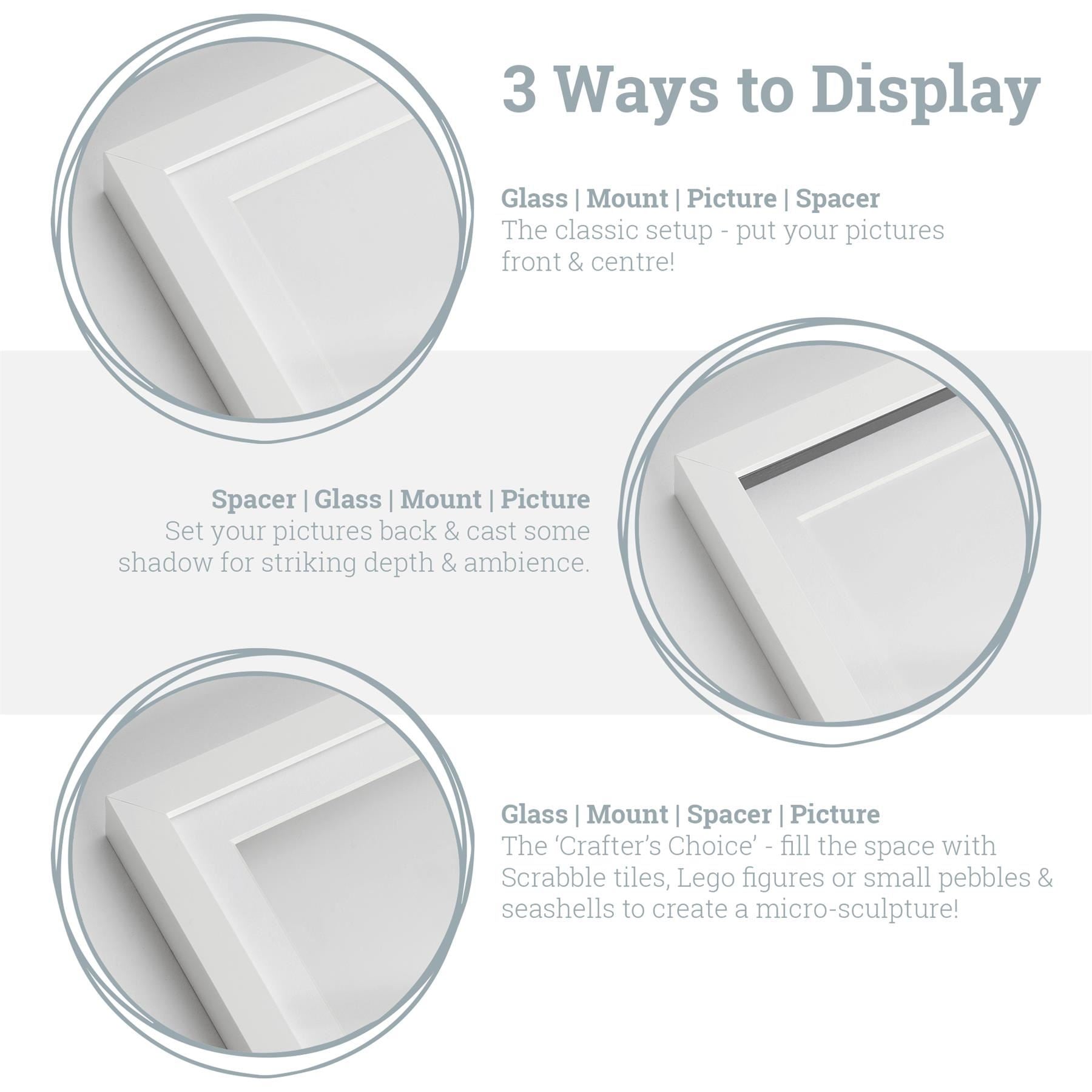 Picture Mount for 8 x 8 Frame | Photo Size 6 x 6 - Grey