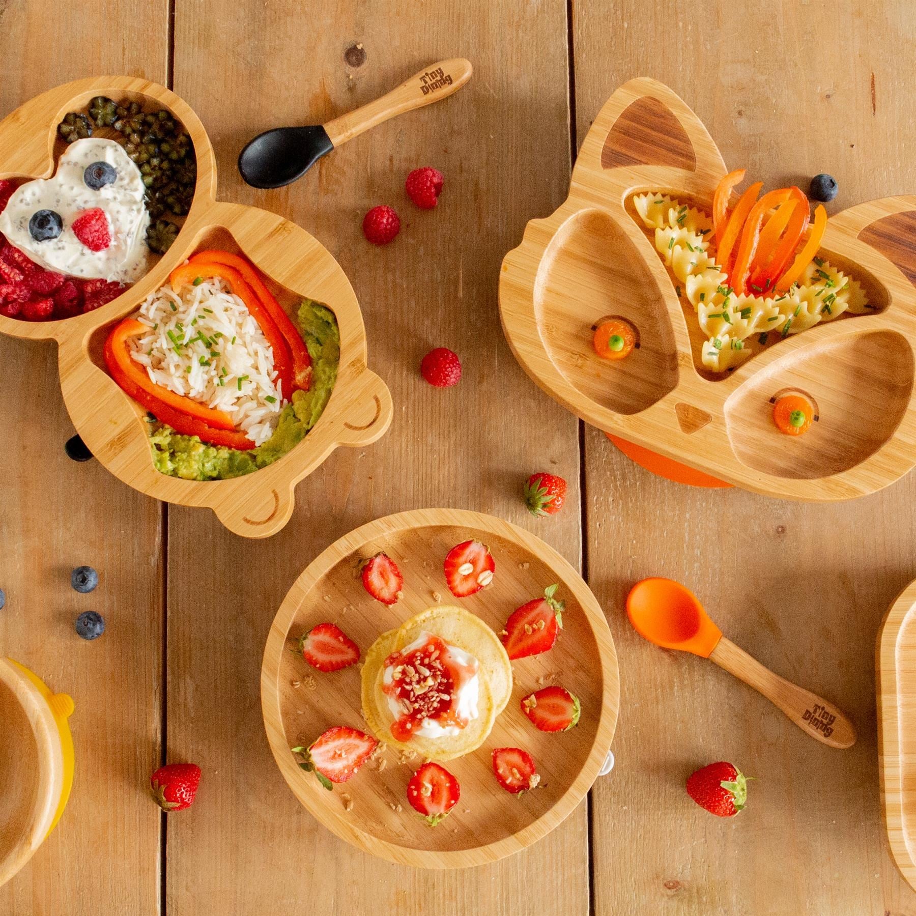 Beige Round Bamboo Suction Plate