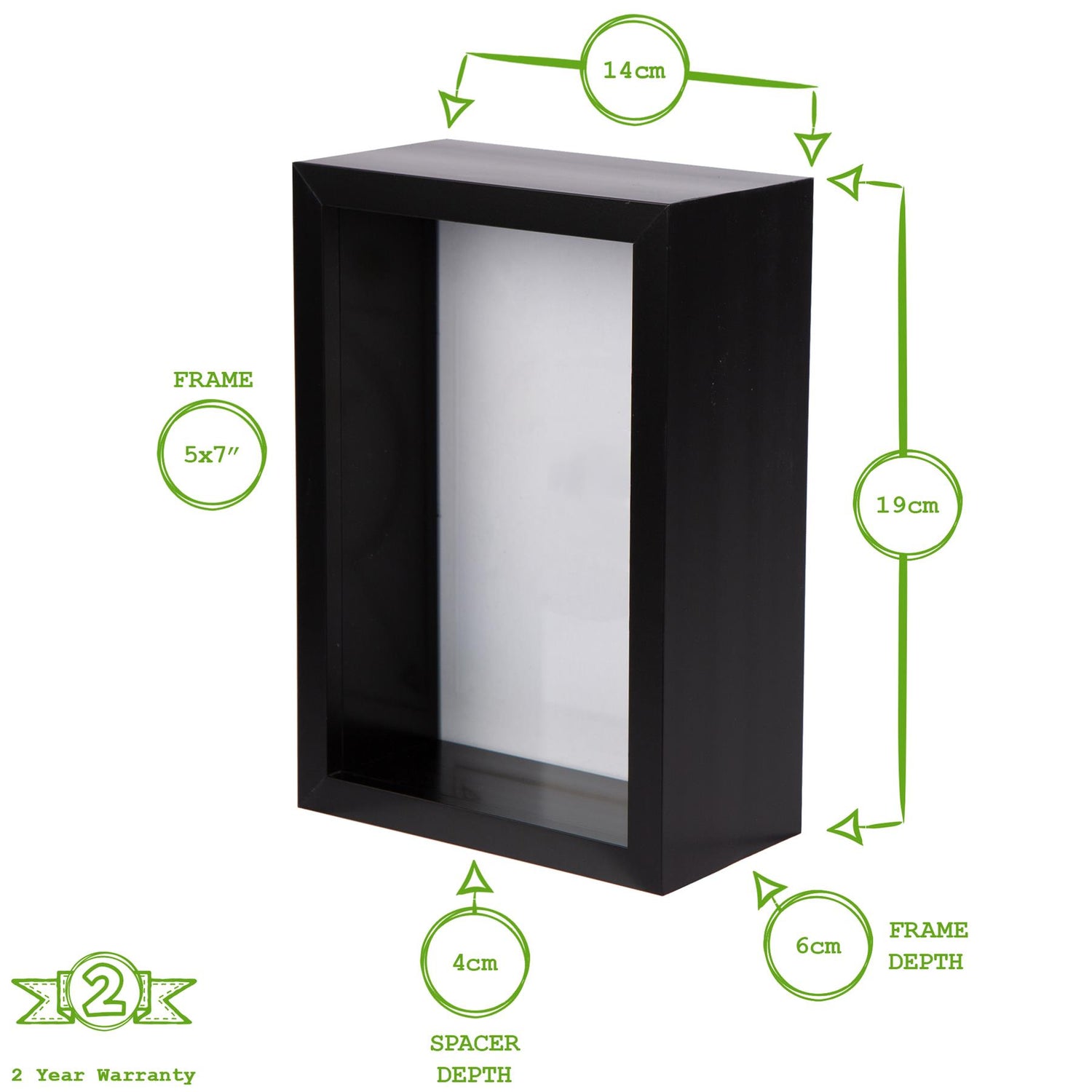 5" x 7" 3D Deep Box Photo Frame - Black