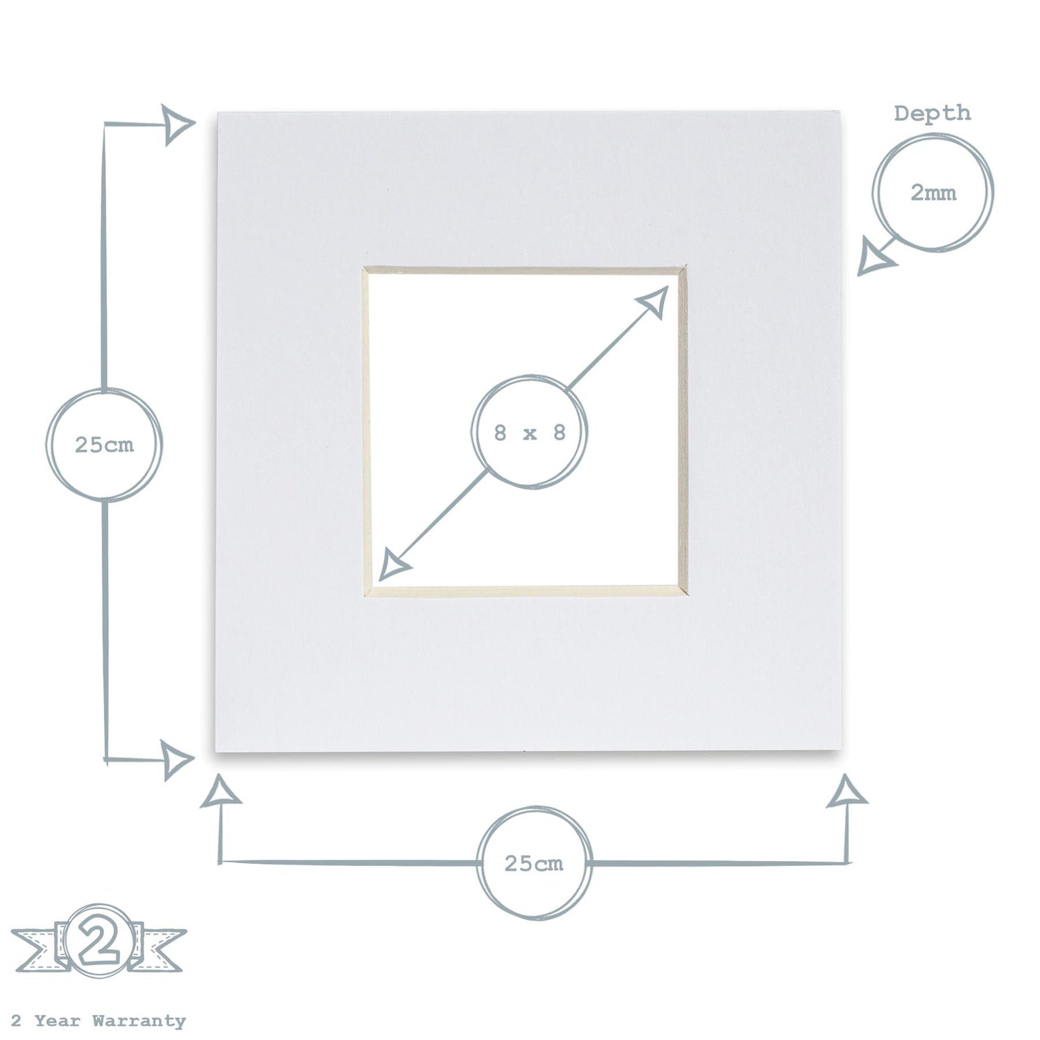 Nicola Spring Picture Mount for 10 x 10" Frame | Photo Size 8 x 8" - White