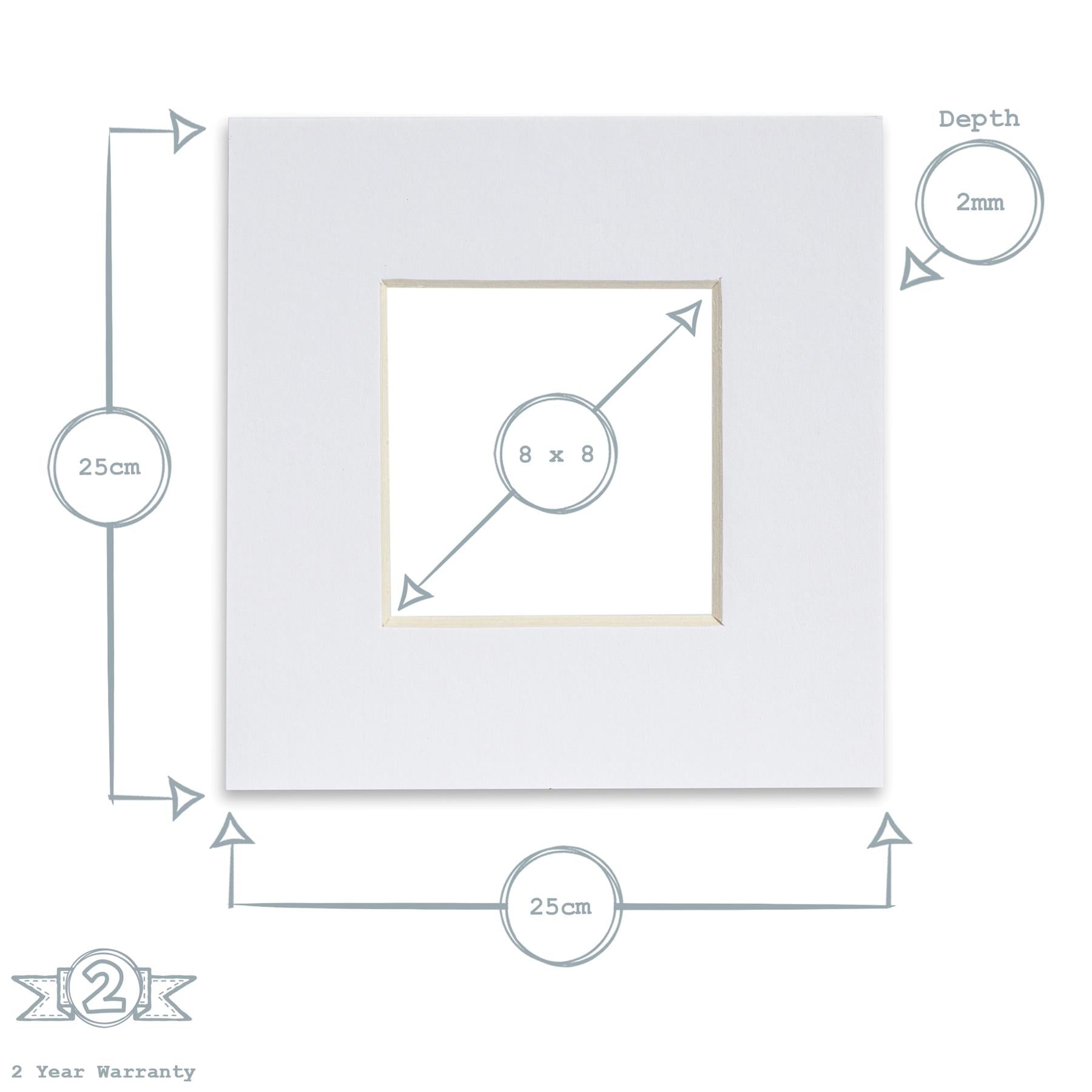 Nicola Spring Picture Mount for 10 x 10" Frame | Photo Size 8 x 8" - White