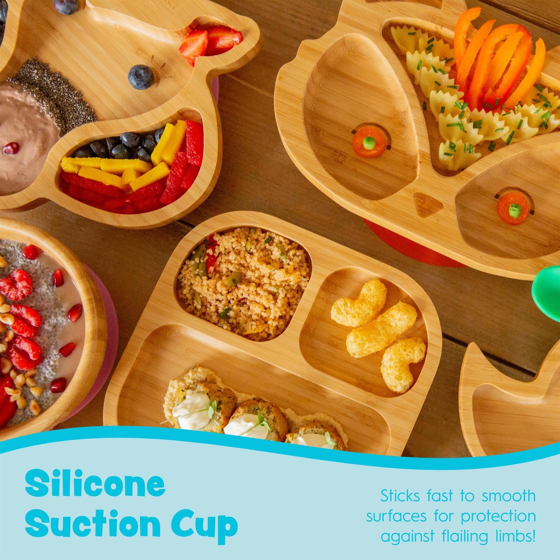 Navy Blue Fox Bamboo Suction Plate