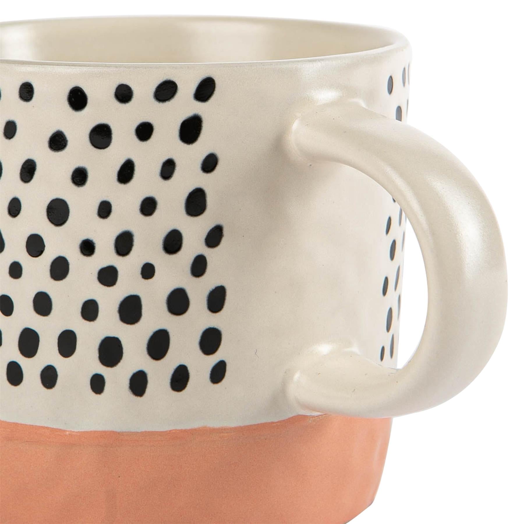 Dipped Stoneware Dots Coffee Mug - 385ml - Pink