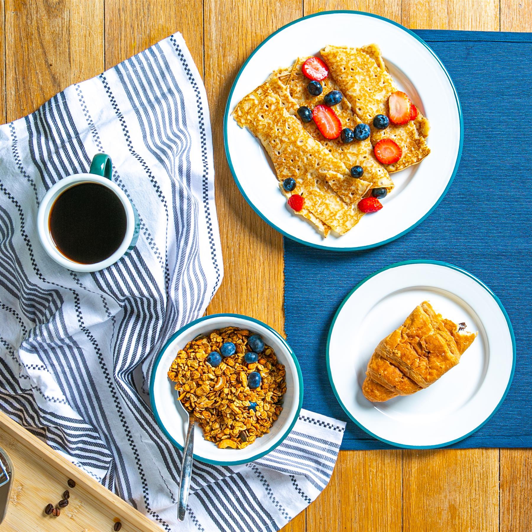 White Enamel Dinner Plate - 25.5cm - Green