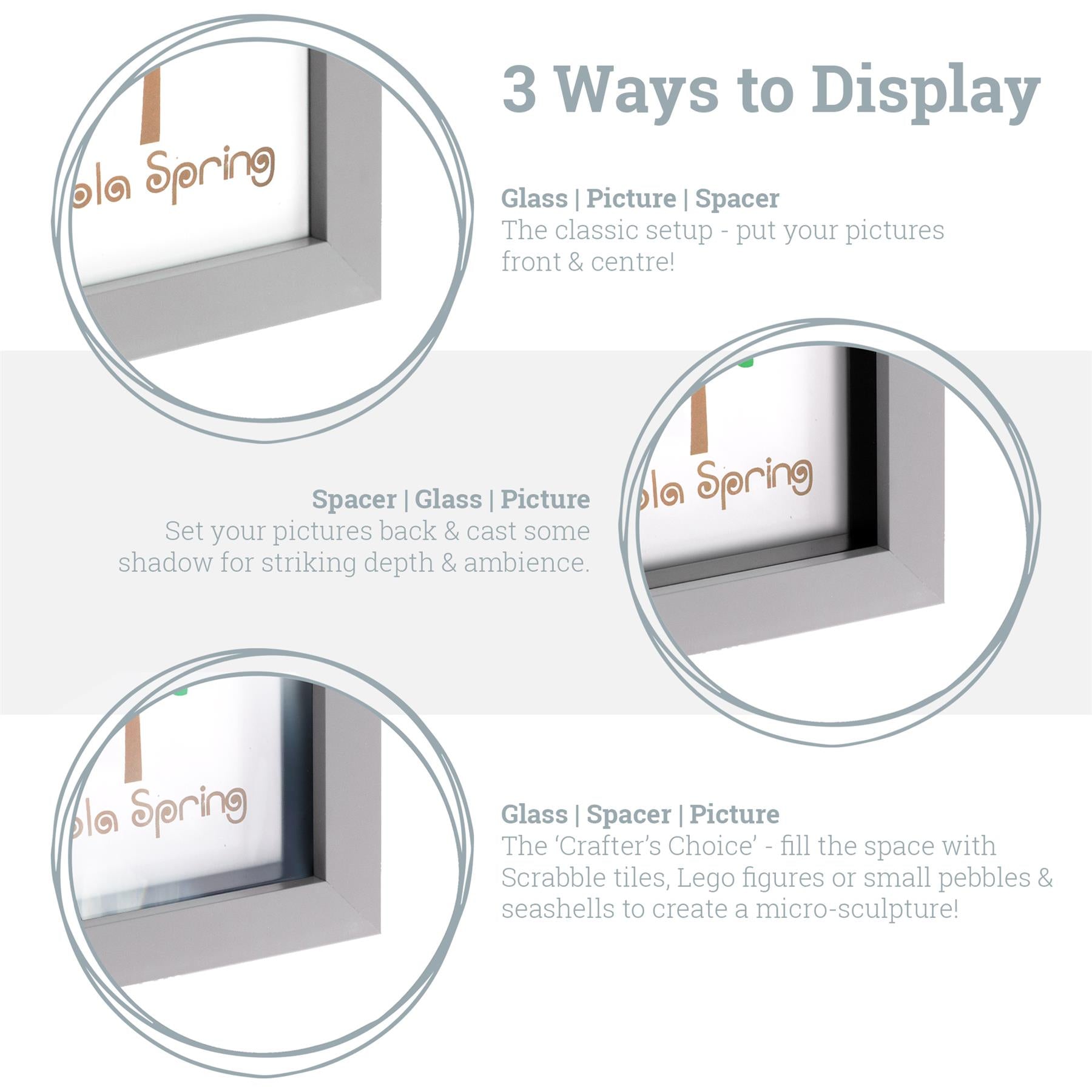 Nicola Spring Deep Box Photo Frame - 10 x 10 - White