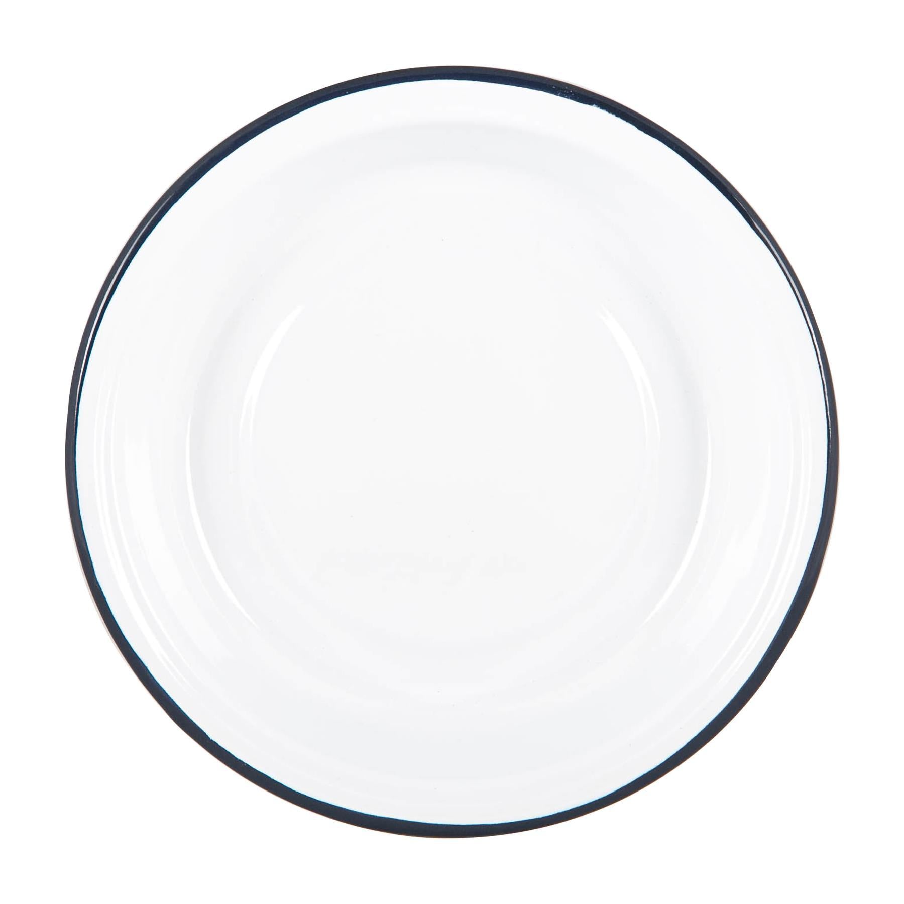 White Enamel Deep Bowl - 22.5cm - Navy