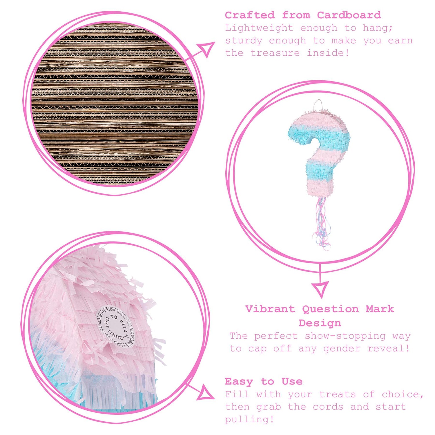 2pc Gender Reveal Pull String Pinata Set with Blindfold