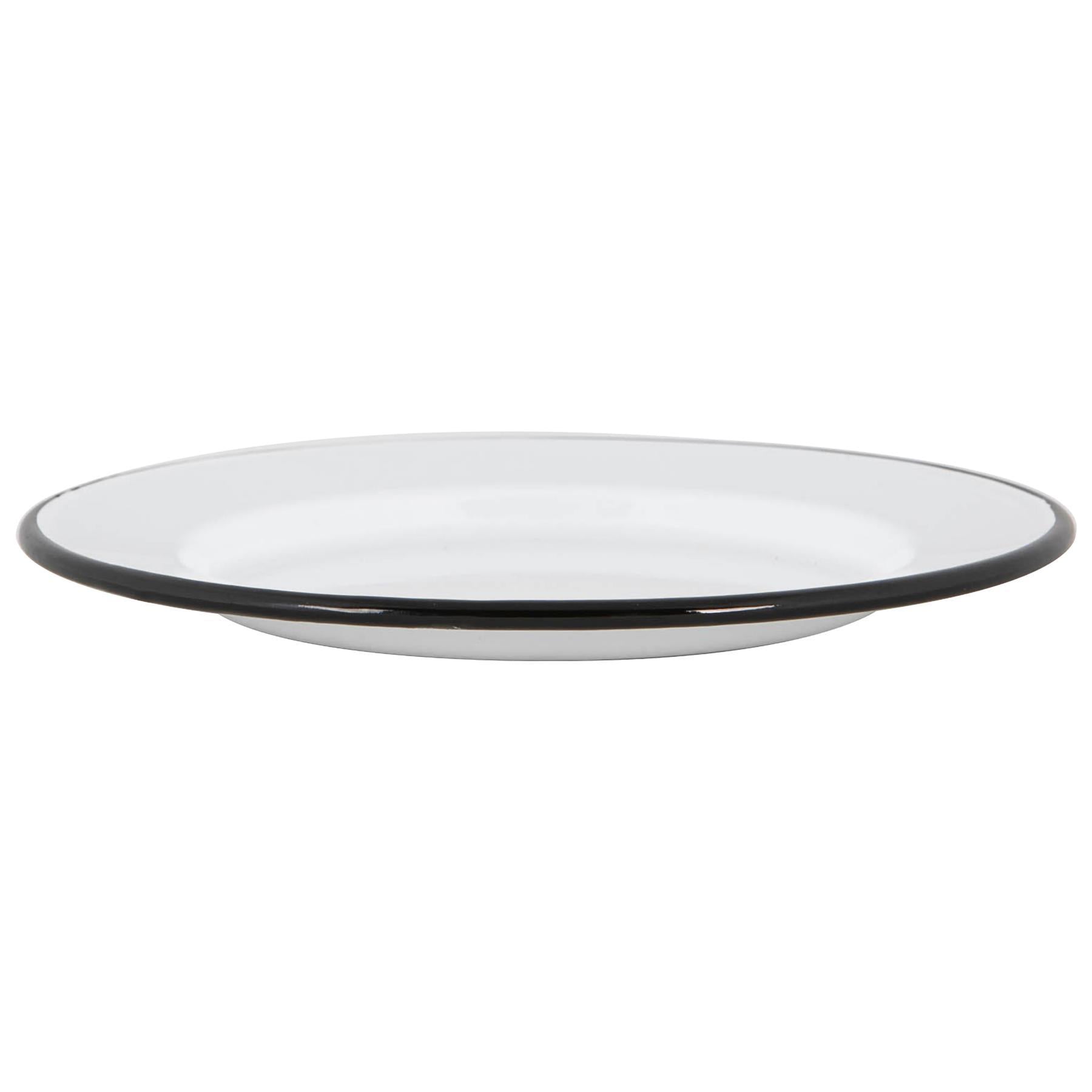 White Enamel Dinner Plate - 25.5cm - Black