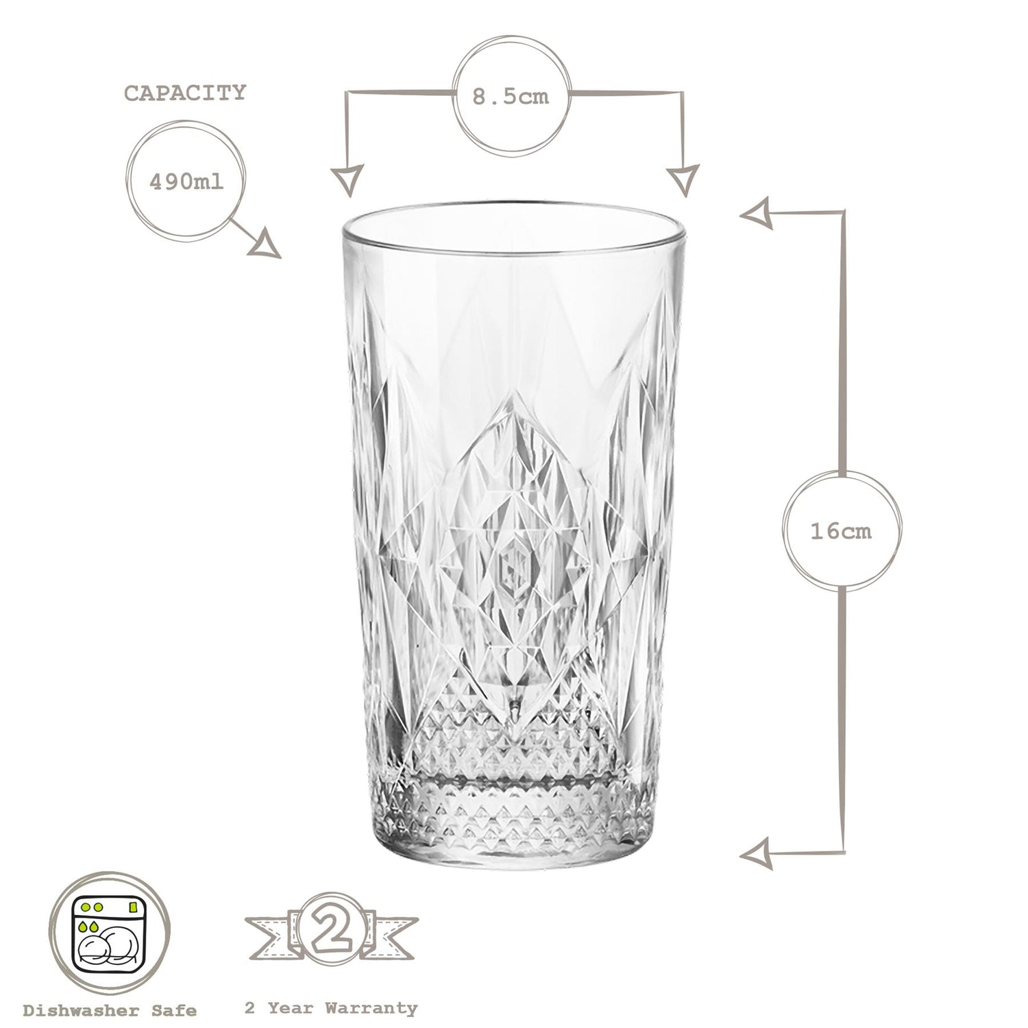 Bartender Stone Highball Glass - 490ml