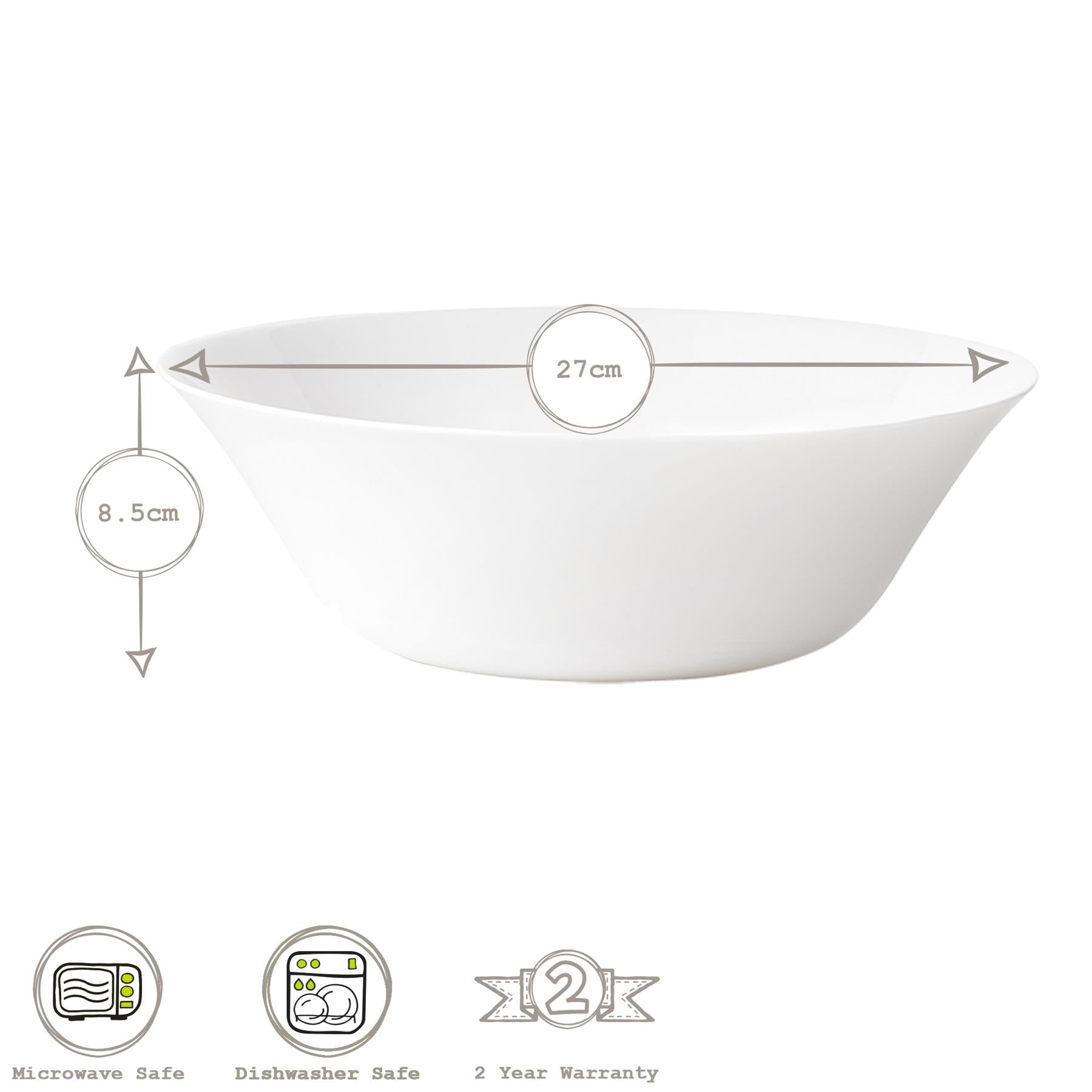 White Moon Glass Salad Bowl - 27cm