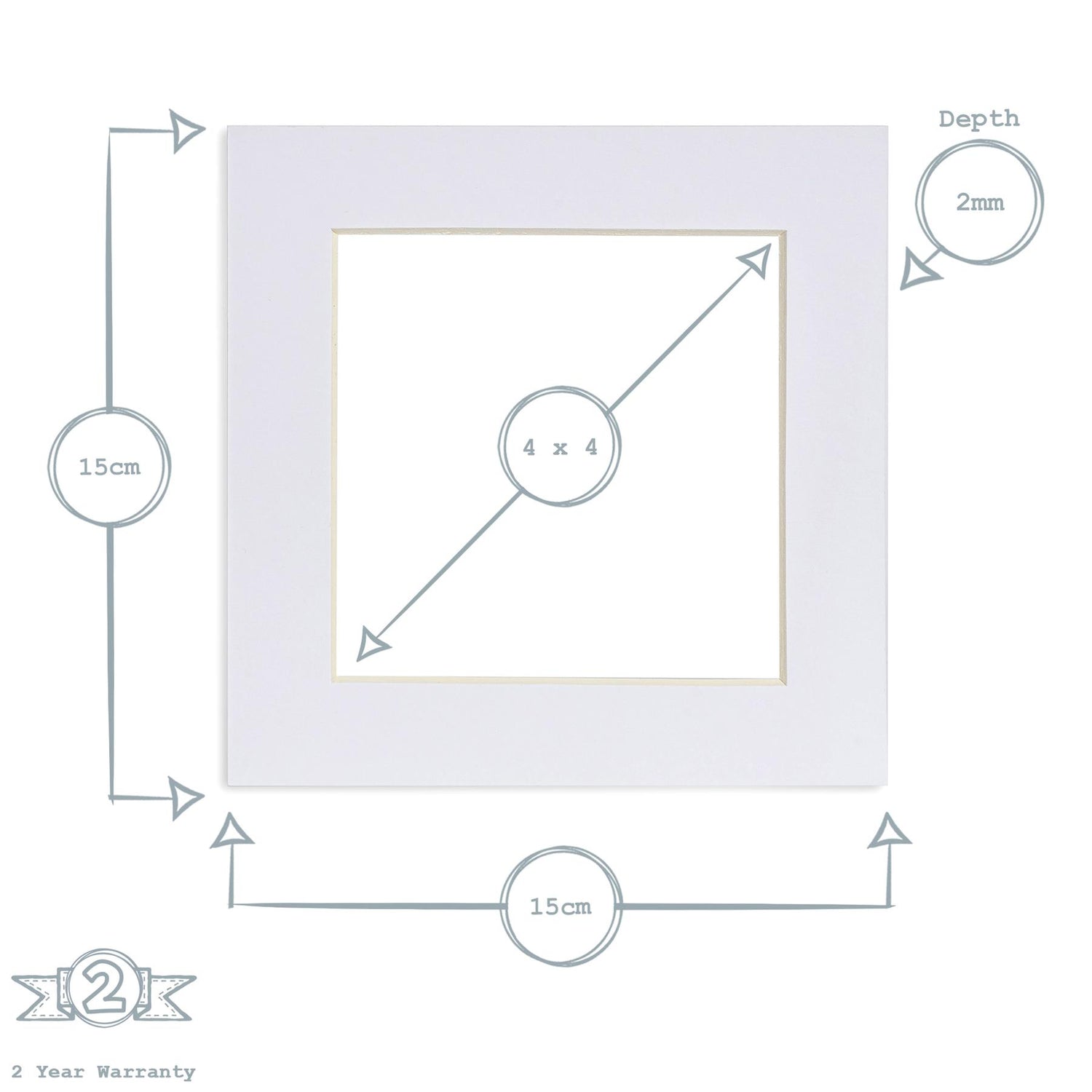Nicola Spring Picture Mount for 6 x 6" Frame | Photo Size 4 x 4" - White