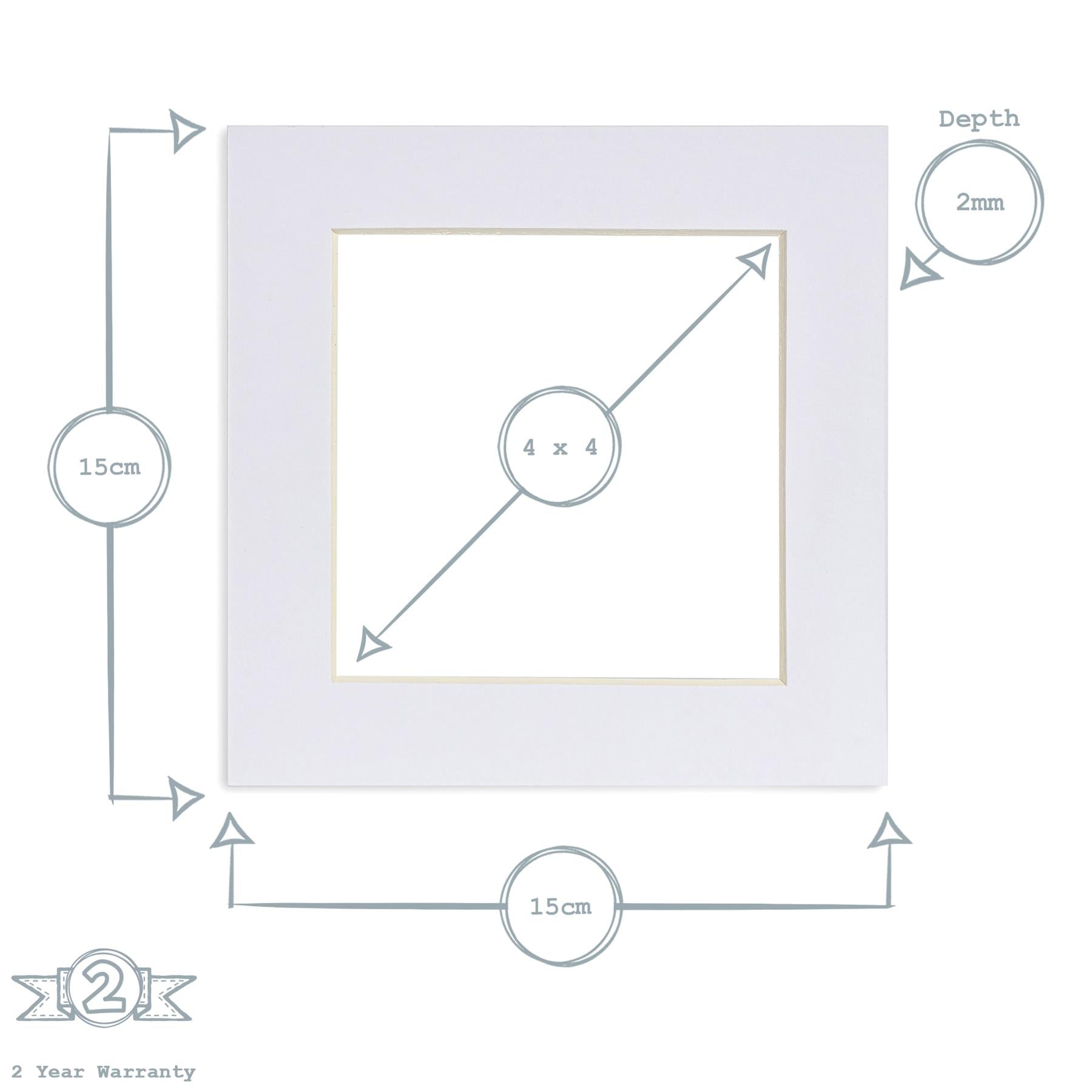 Nicola Spring Picture Mount for 6 x 6" Frame | Photo Size 4 x 4" - White