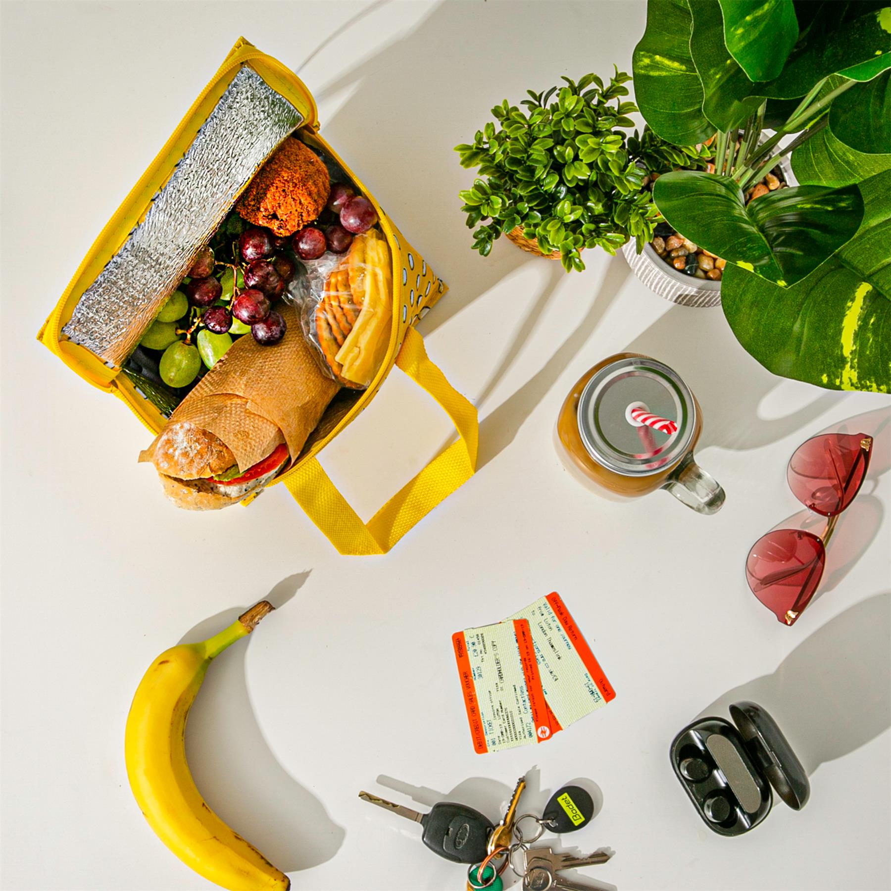 Insulated Lunch Bag - Mustard Polka