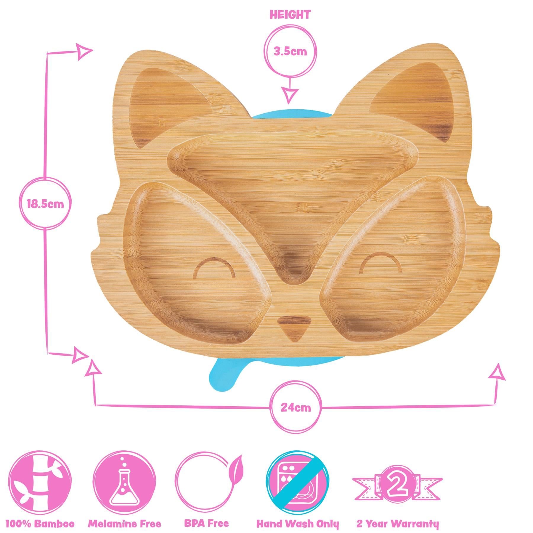 Navy Blue Fox Bamboo Suction Plate
