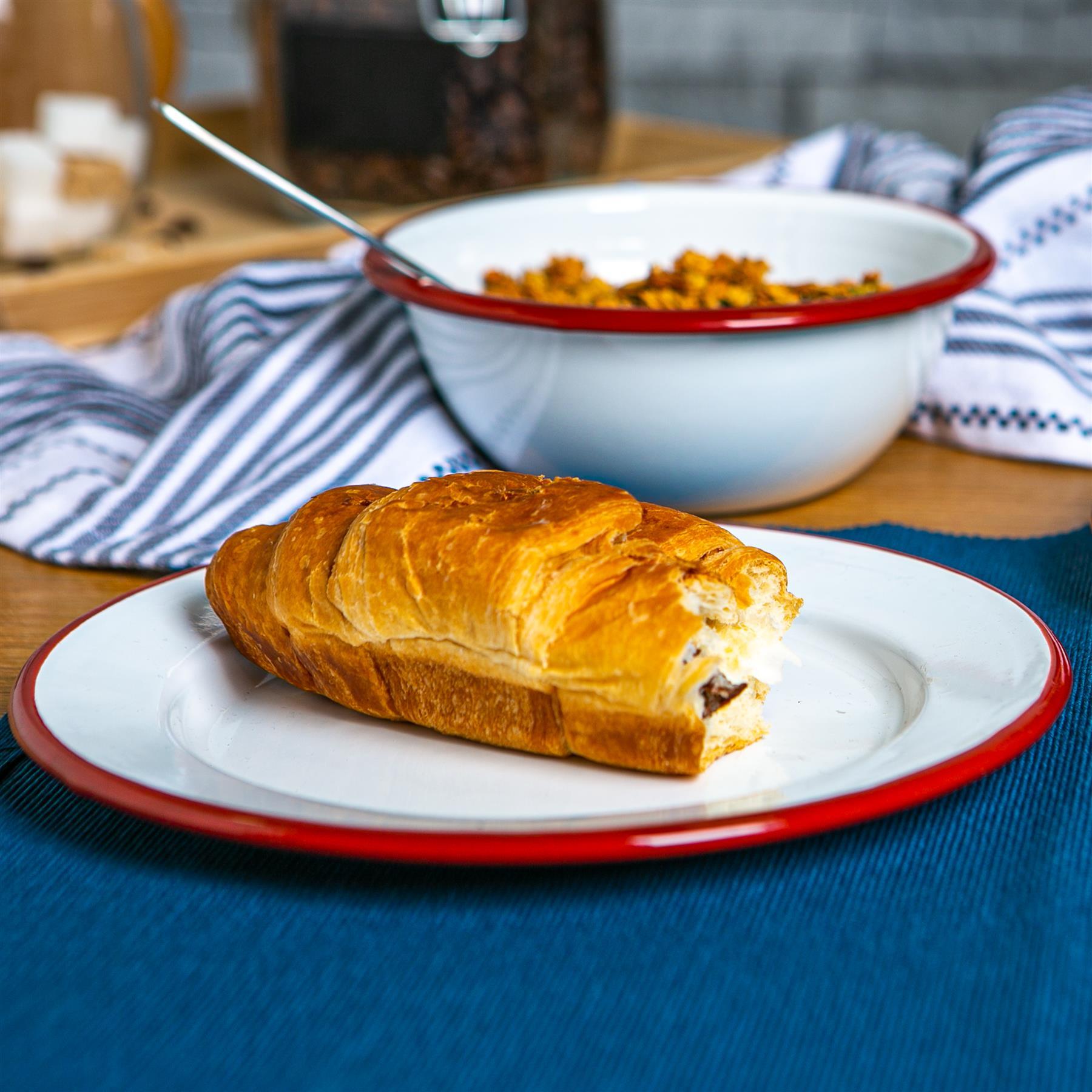 White Enamel Side Plate - 20cm - Red