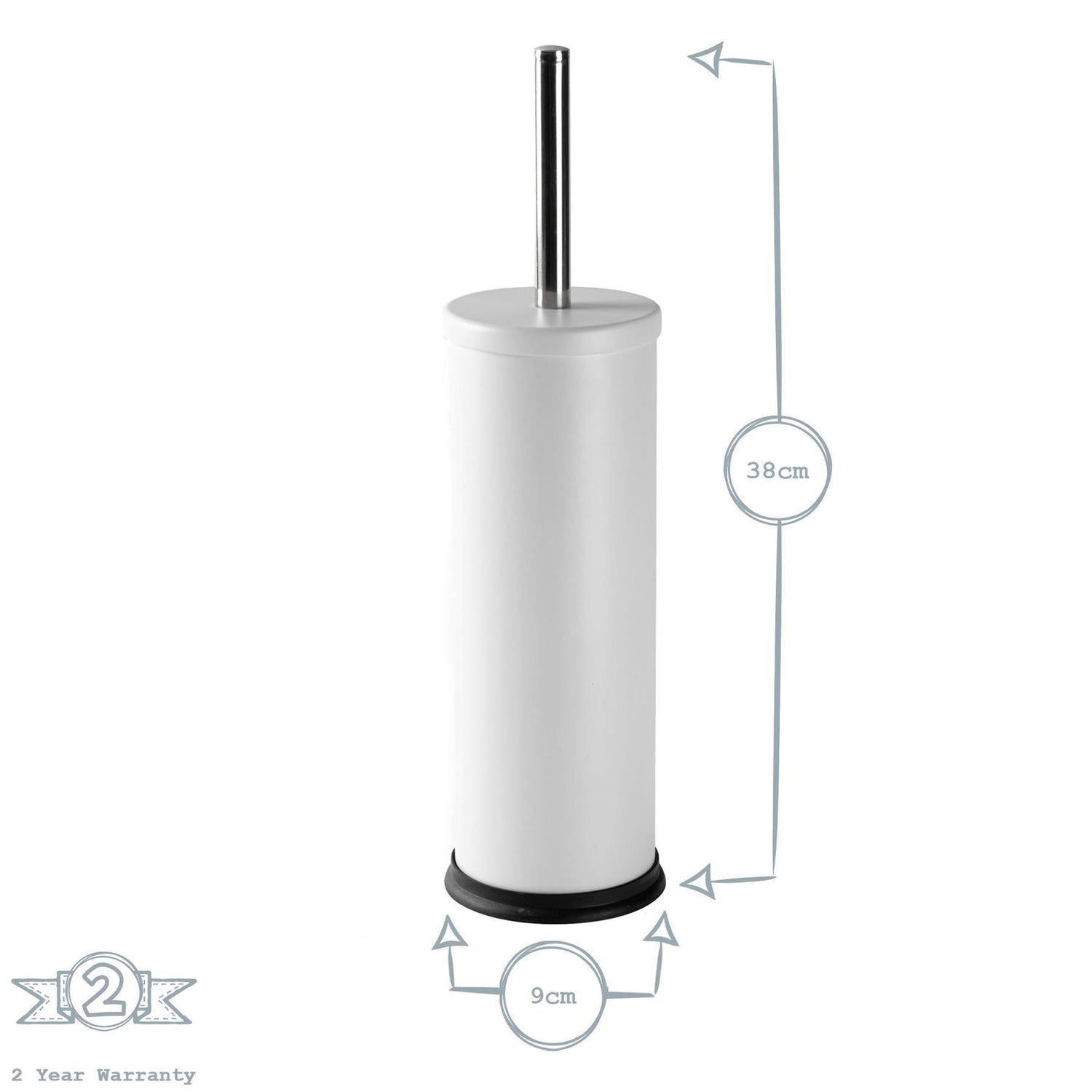 Harbour Housewares Steel Bathroom Toilet Brush & Holder - White Matt