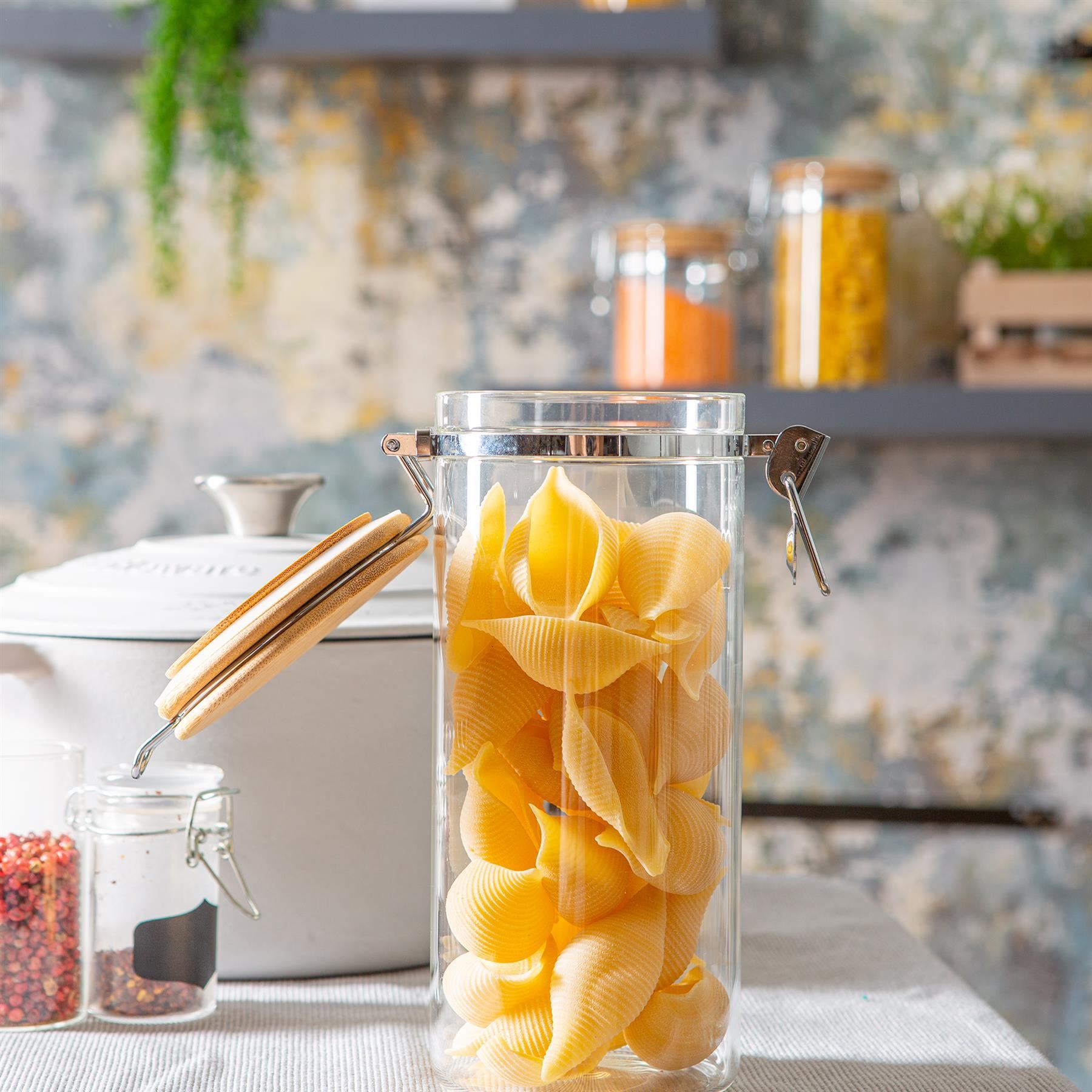Glass Storage Jar with Wooden Clip Lid - 1.4 Litre