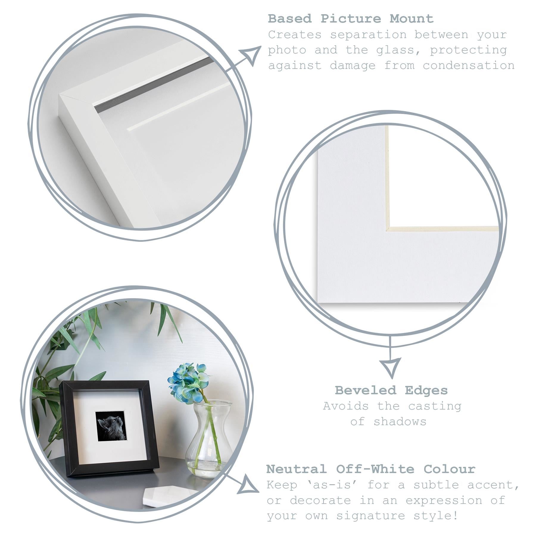Picture Mount for 6 x 6 Frame | Photo Size 4 x 4 - Grey