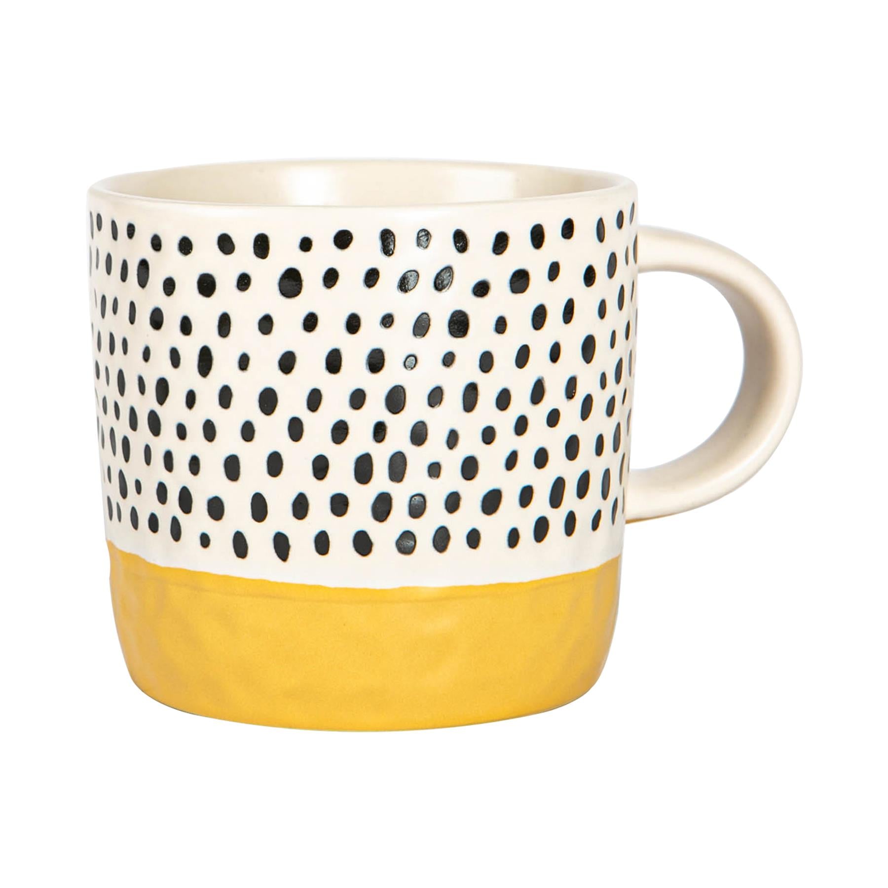 Dipped Stoneware Dots Coffee Mug - 385ml - Mustard