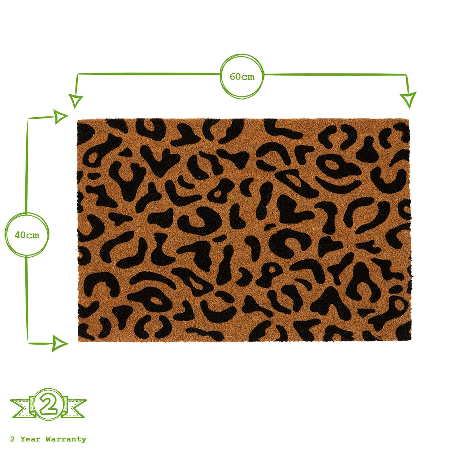 Coir Door Mat - 60 x 40cm - Leopard