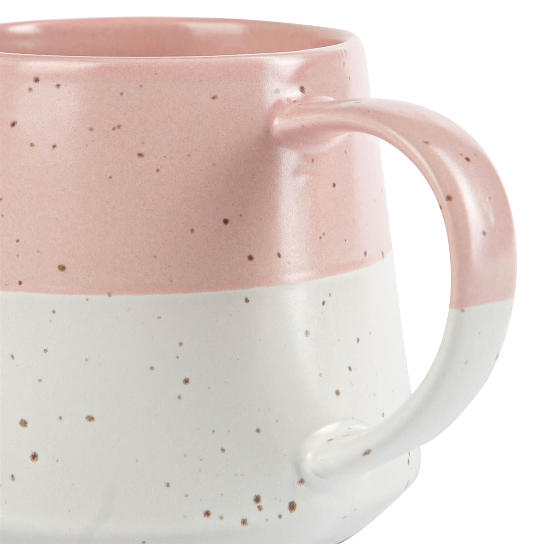 Dipped Flecked Stoneware Belly Coffee Mug - 370ml - Dusty Pink