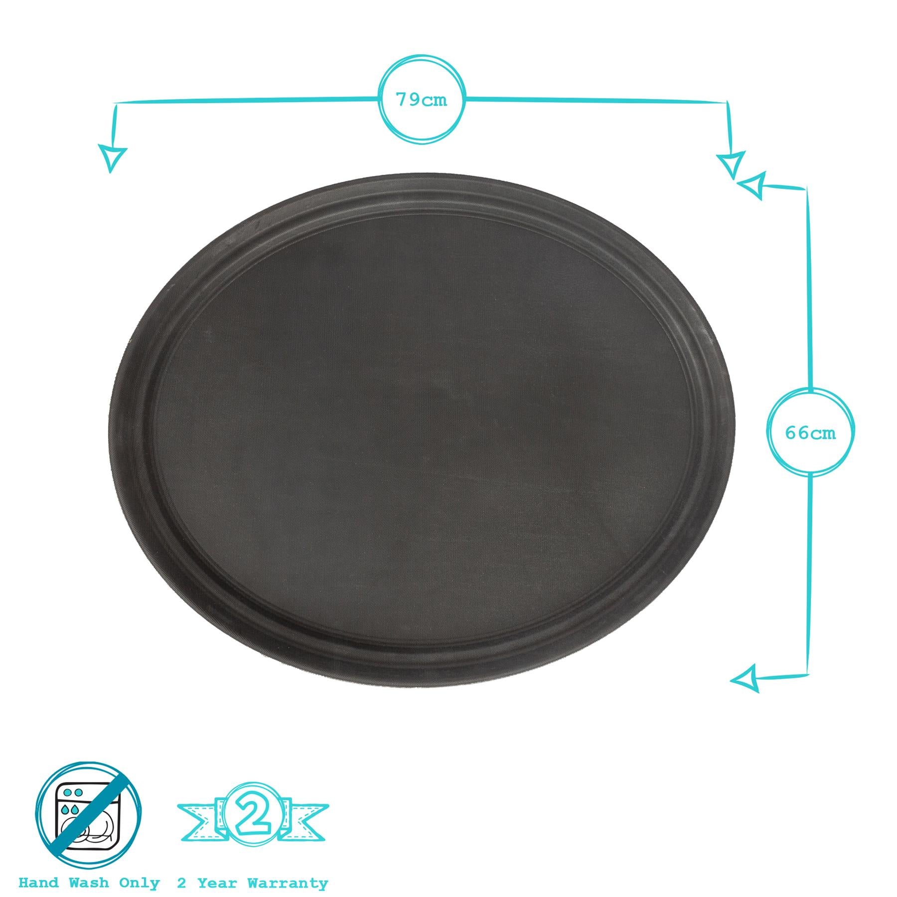 Black 79cm x 66cm Oval Non-Slip Serving Tray