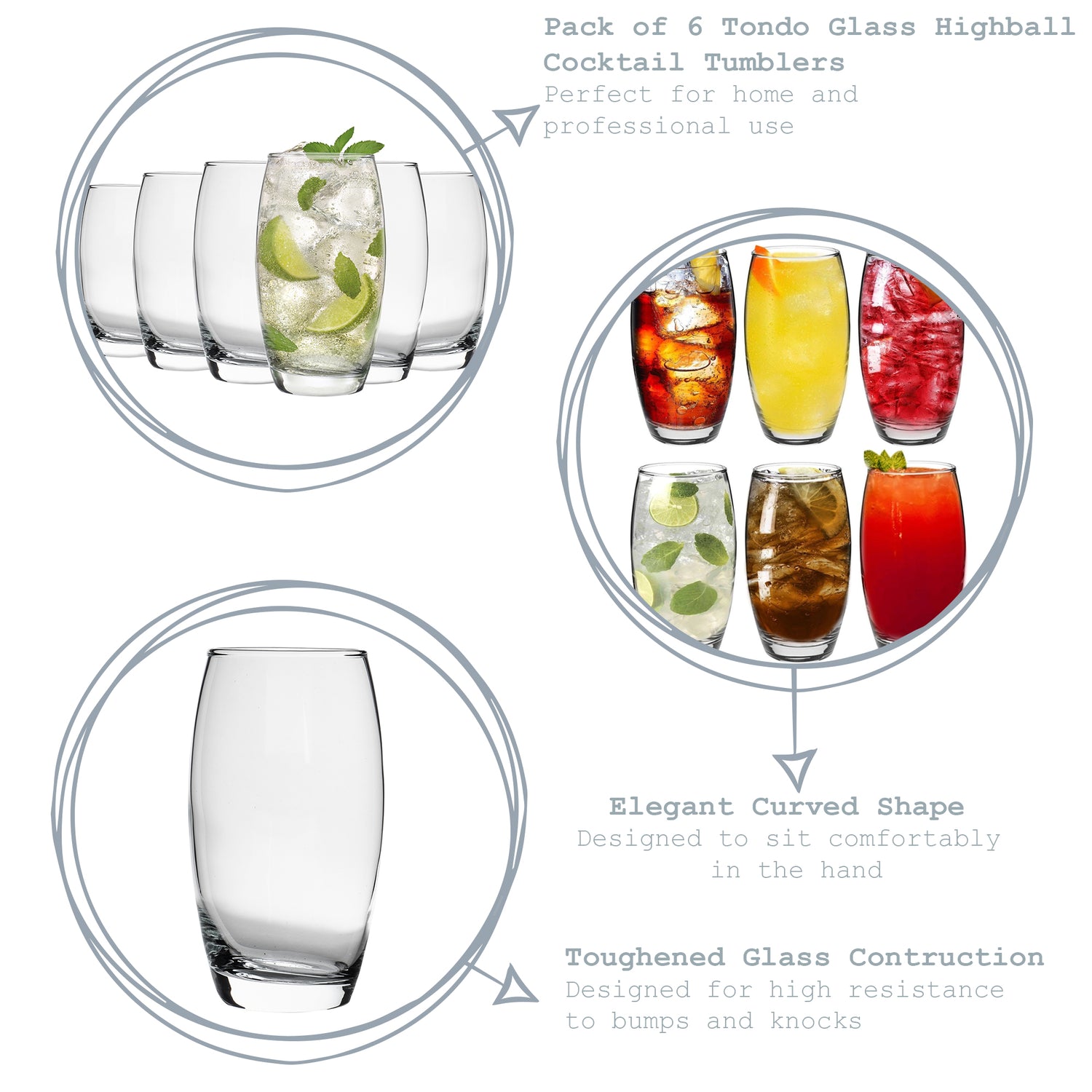 Argon Tableware Tondo Juice Highball Glass - 510ml