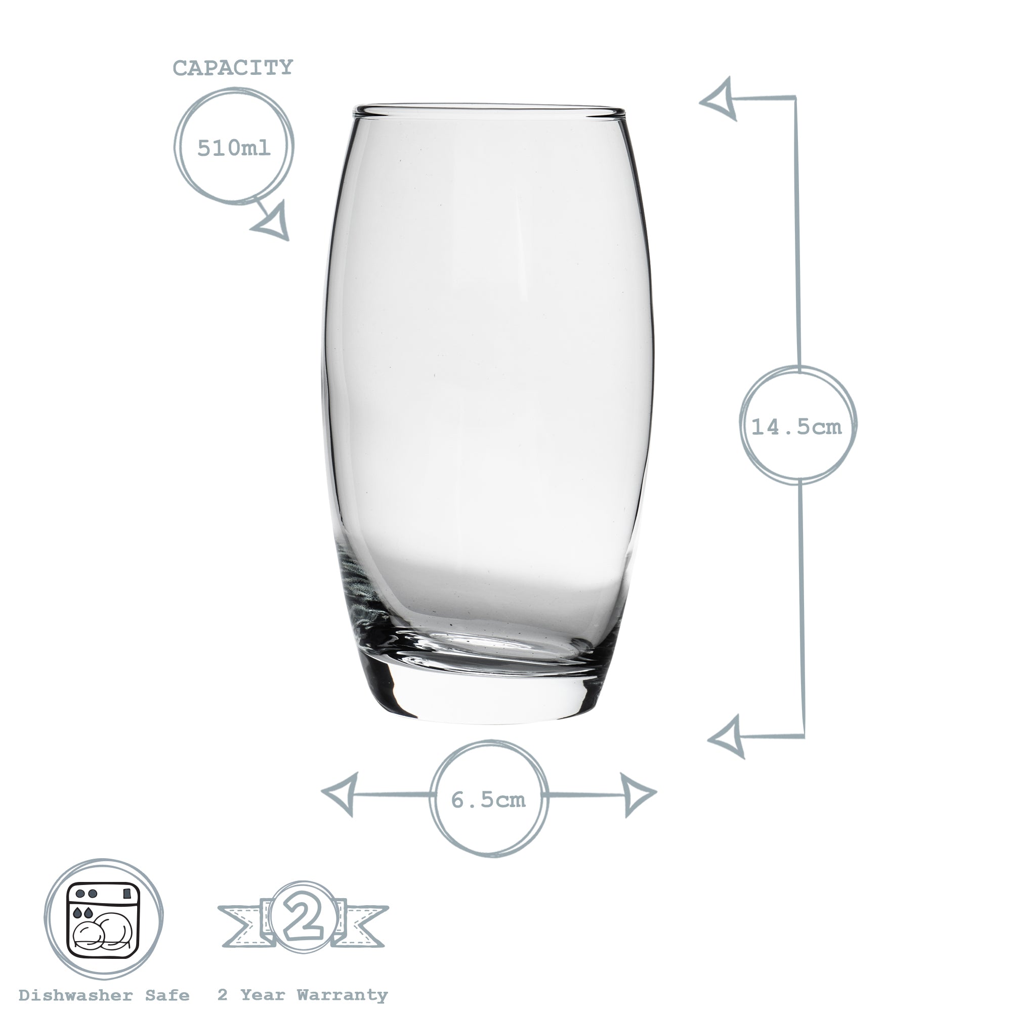 Argon Tableware Tondo Juice Highball Glass - 510ml