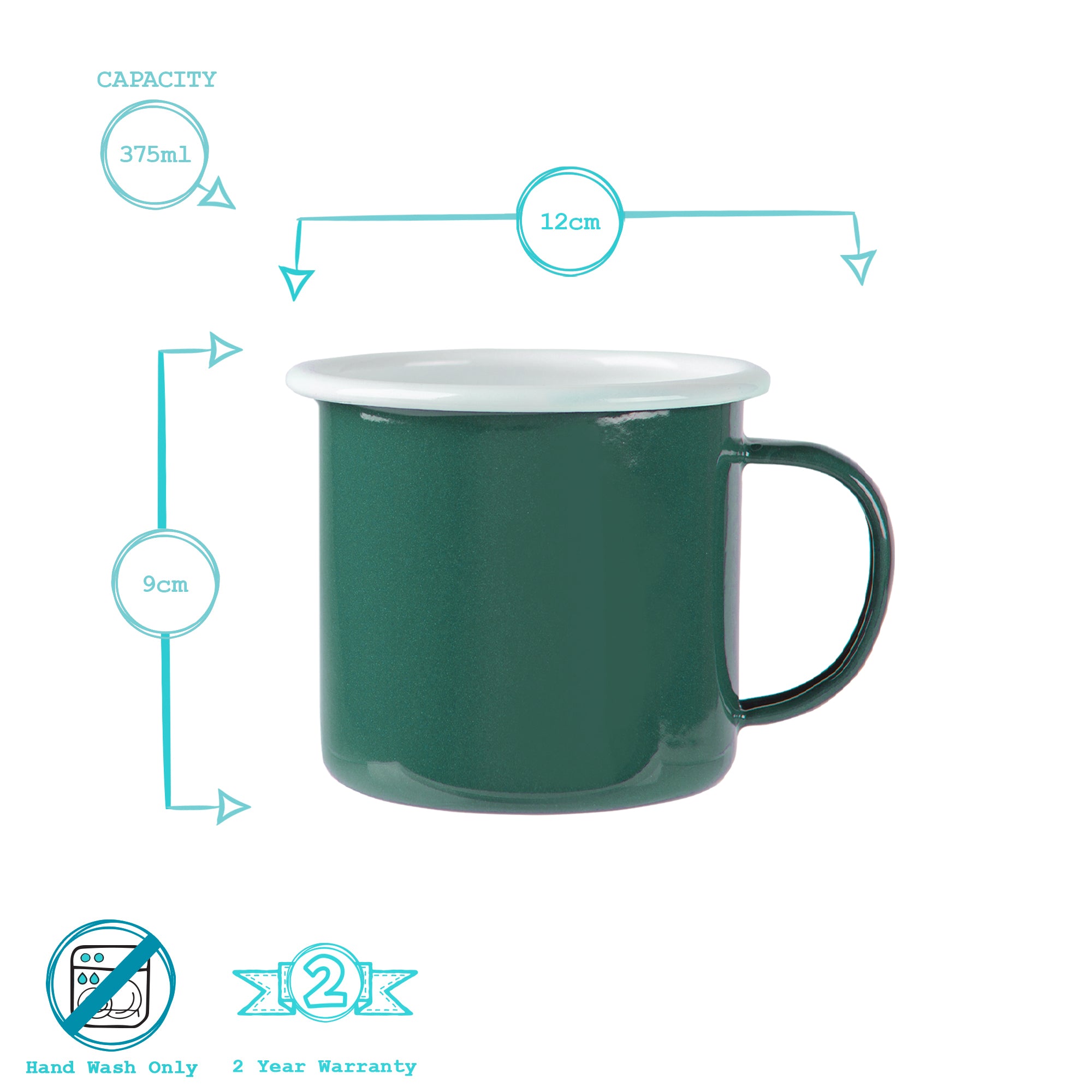 Coloured Enamel Mug - 375ml - Green