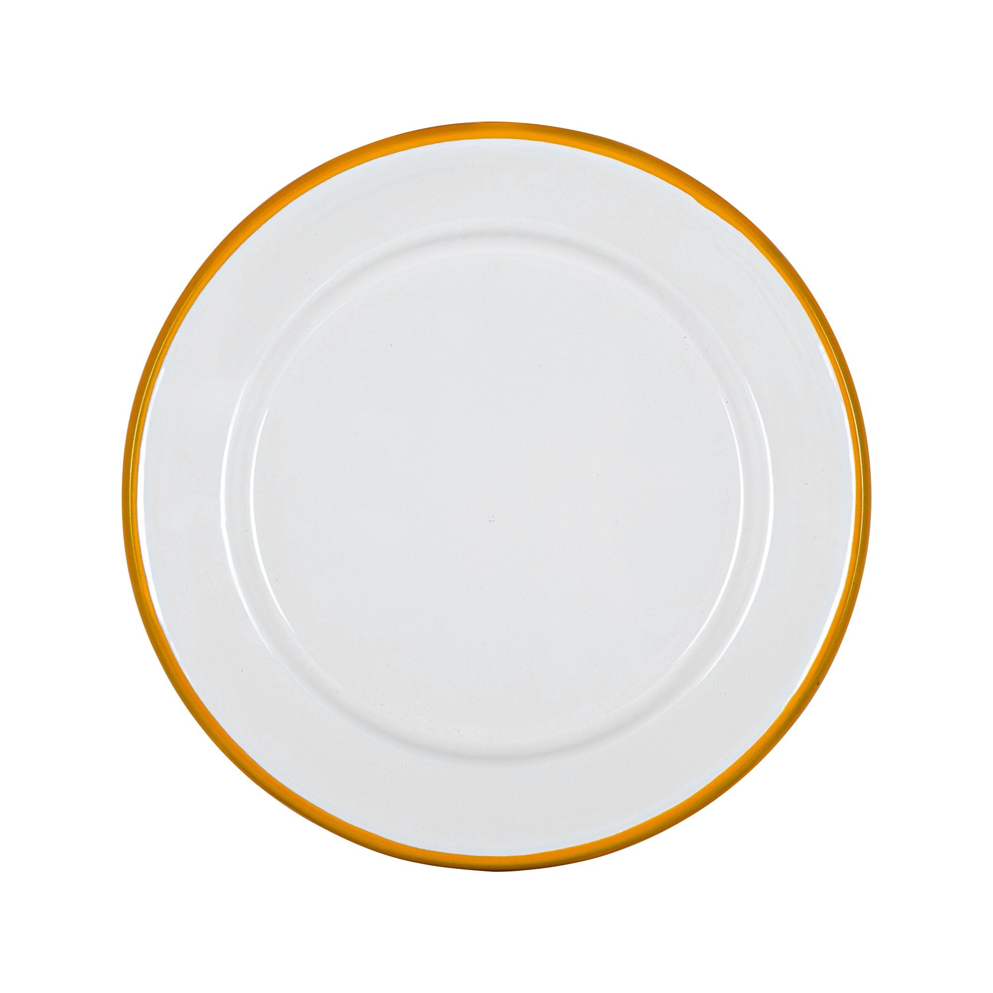Argon Tableware White Enamel Side Plate - 20cm - Yellow