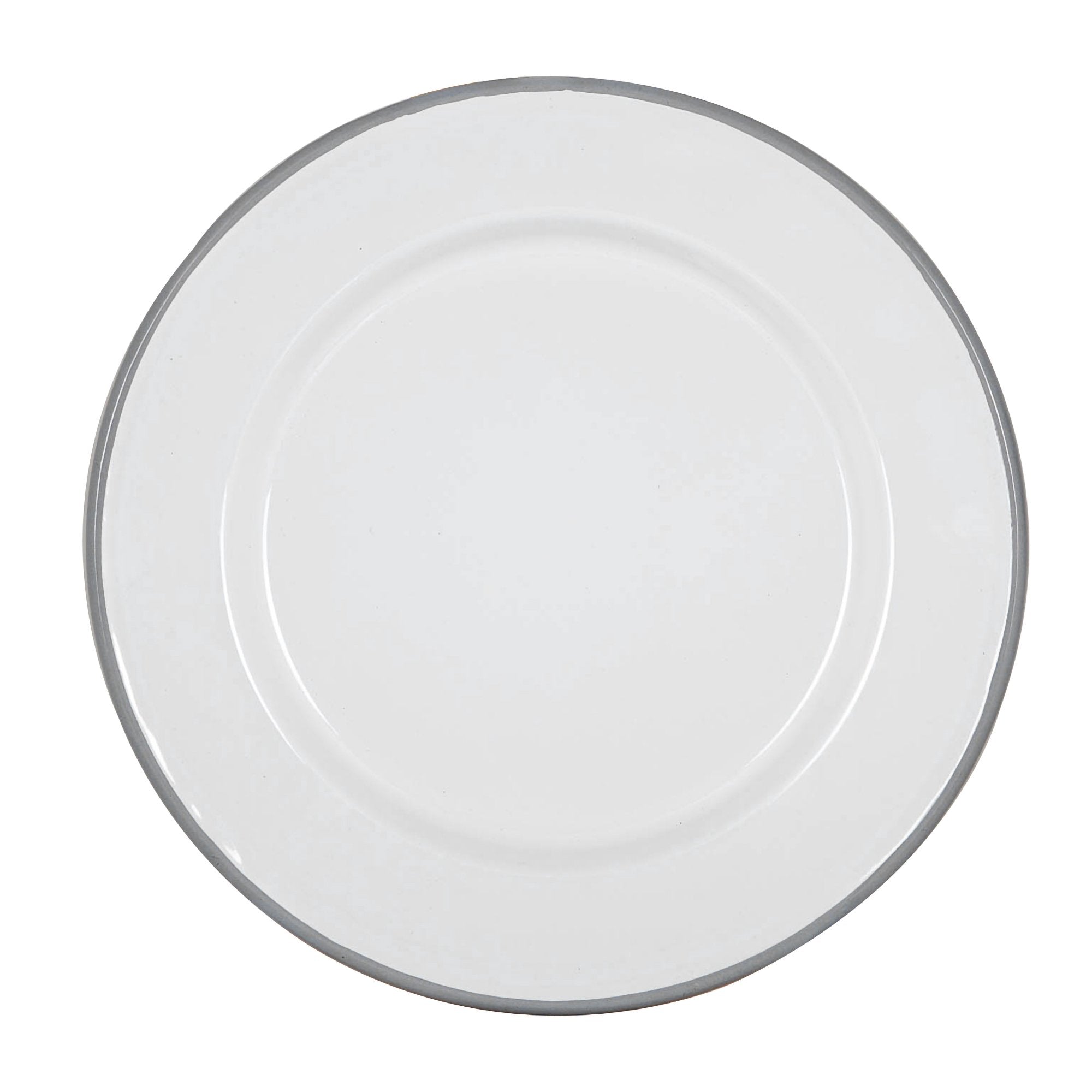 Argon Tableware White Enamel Dinner Plate - 25.5cm - Grey