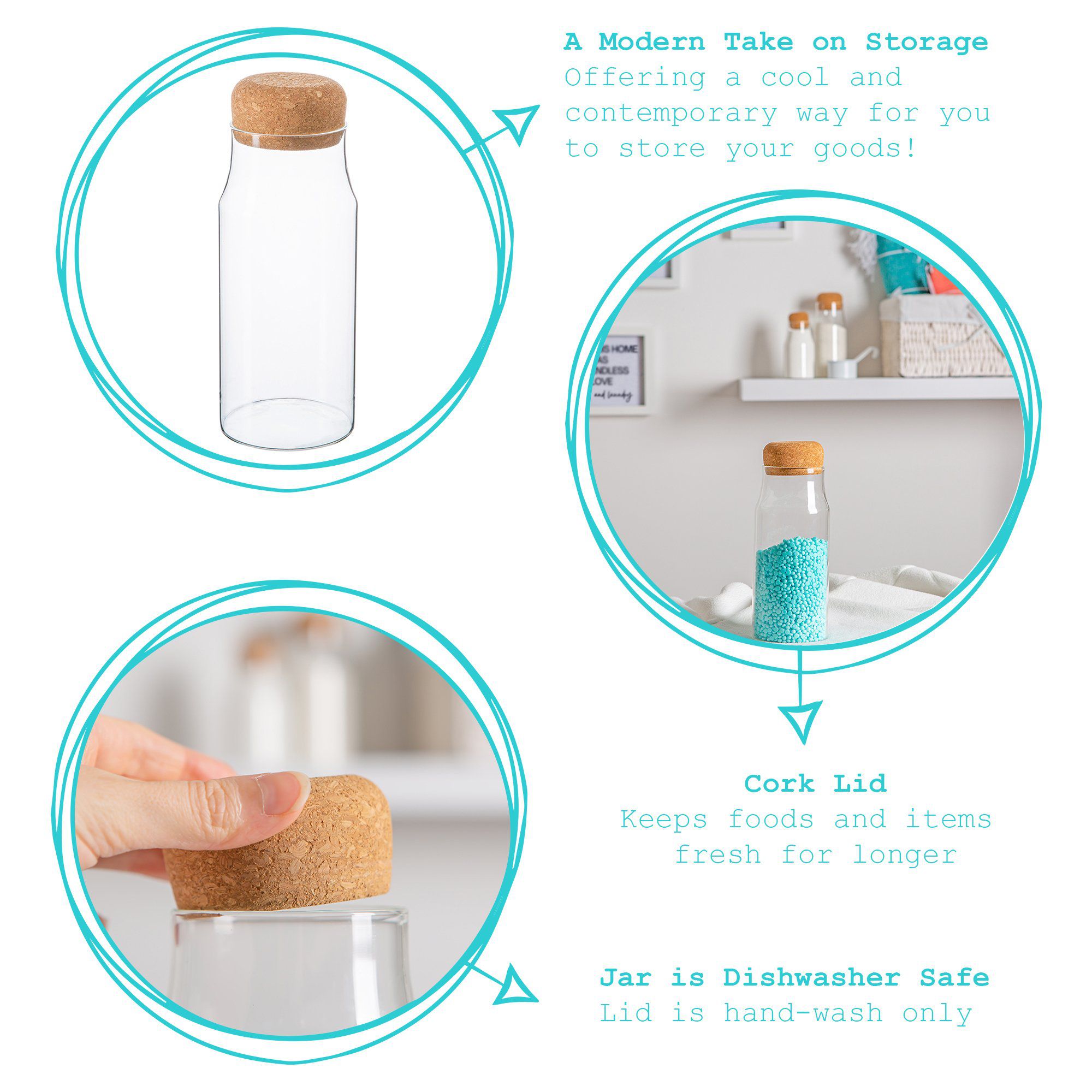 Glass Storage Bottle with Cork Lid - 720ml