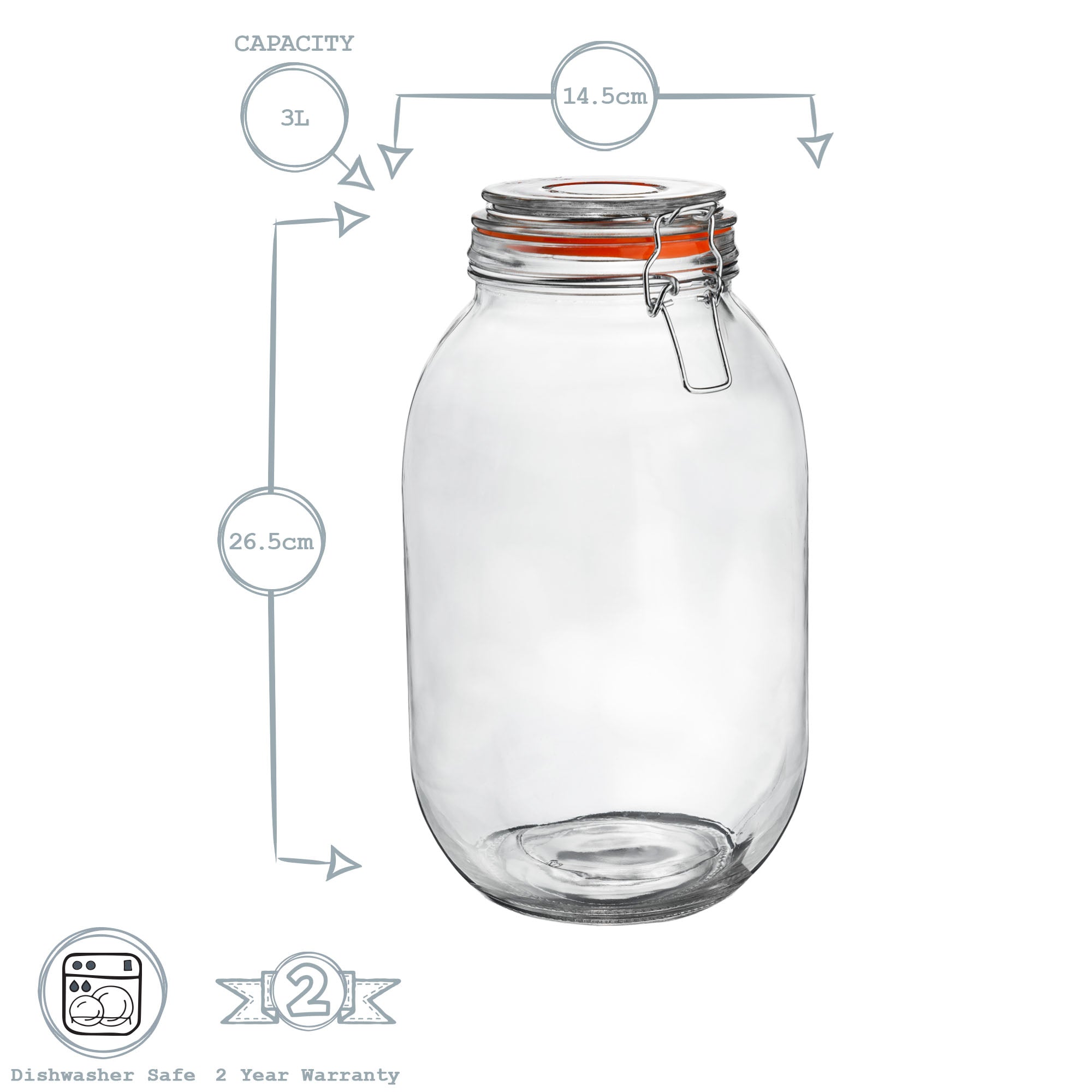 Argon Tableware Glass Storage Jar - 3000ml - Pallet of 216