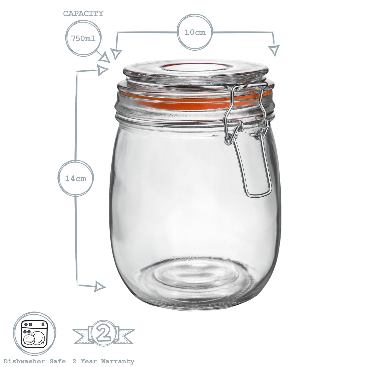 Argon Tableware Glass Storage Jar - 750ml - Pallet of 600