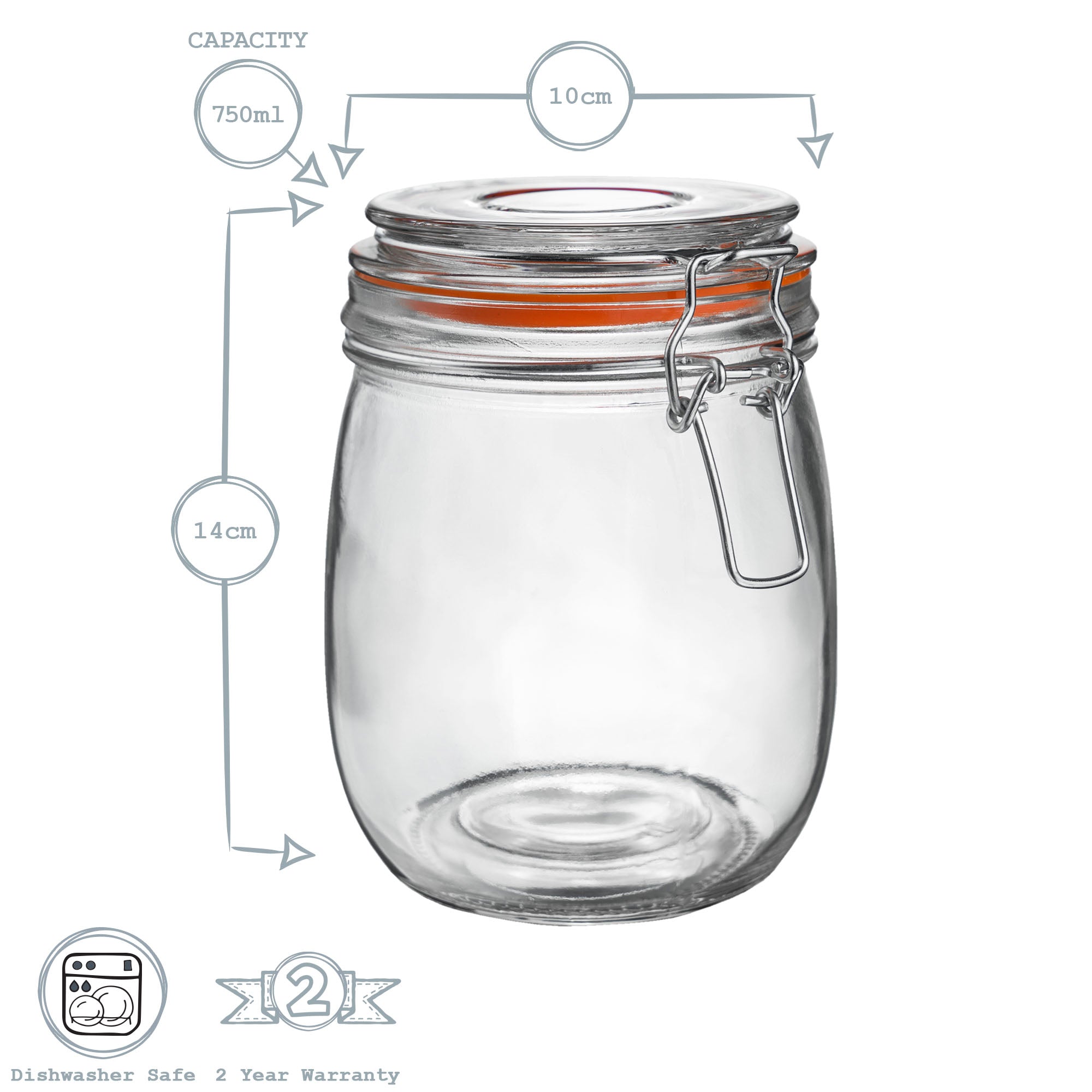 Argon Tableware Glass Storage Jar - 750ml - Pallet of 600