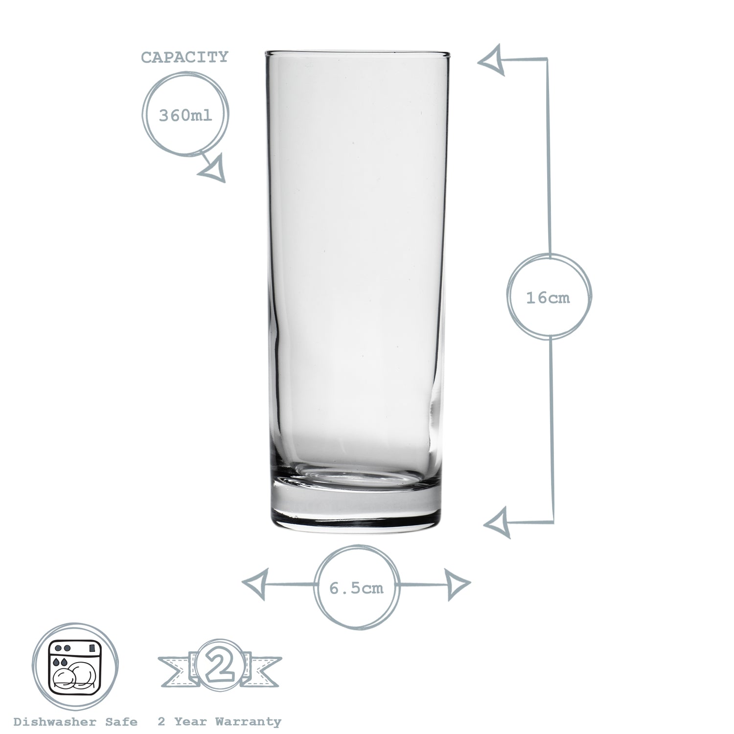 Argon Tableware Classic Hiball Glass - 360ml
