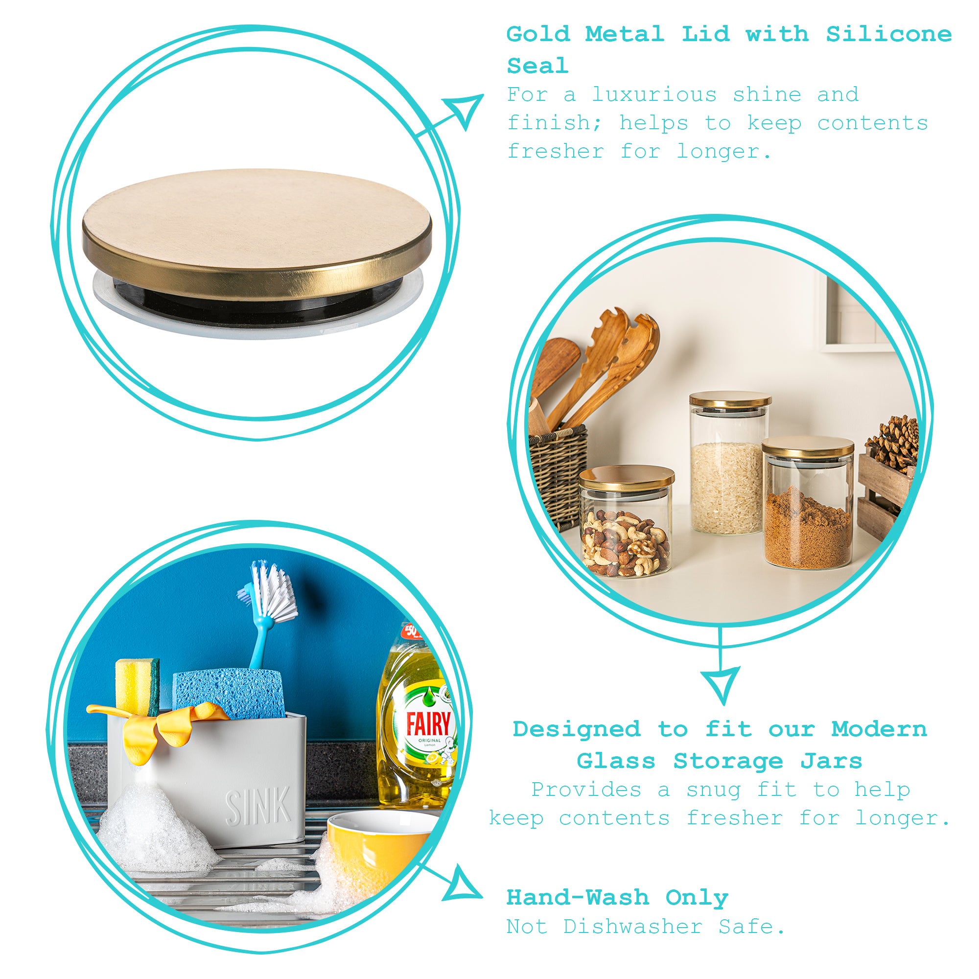 Metal Storage Jar Lid - 10cm - Gold