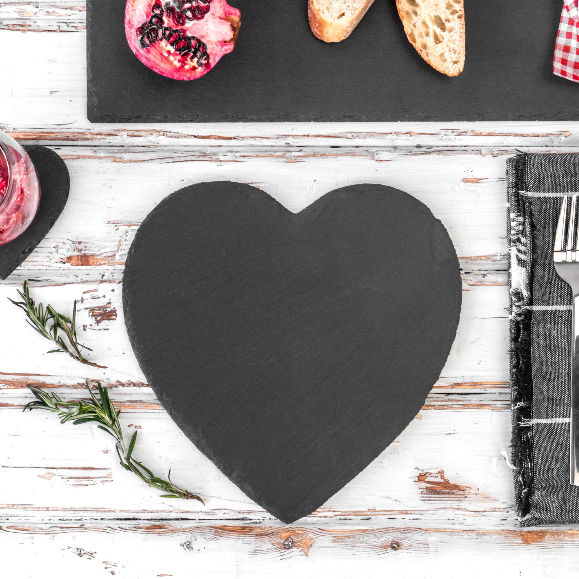 Argon Tableware Heart Shape Natural Slate Placemat