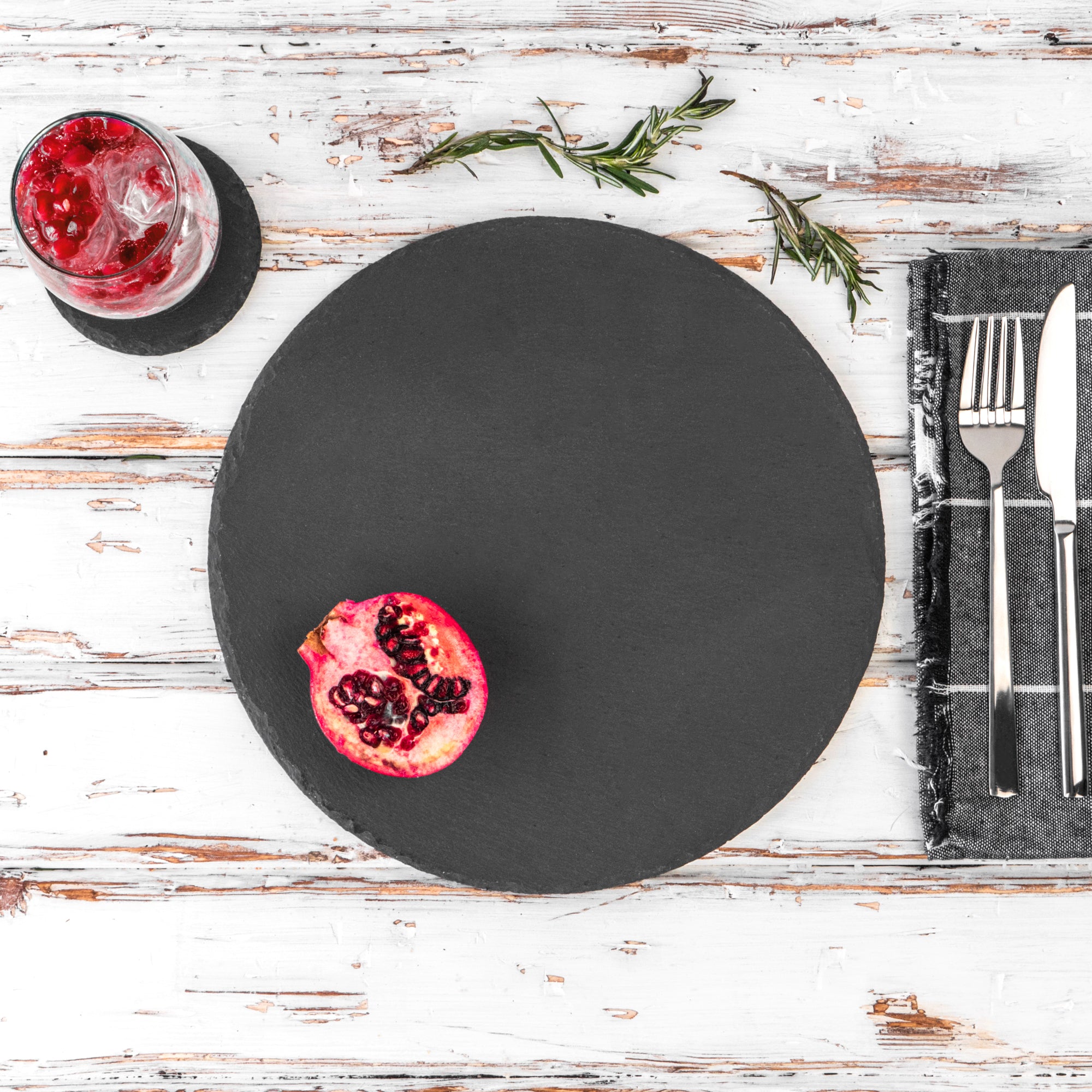 Argon Tableware Round Natural Slate Serving Placemat