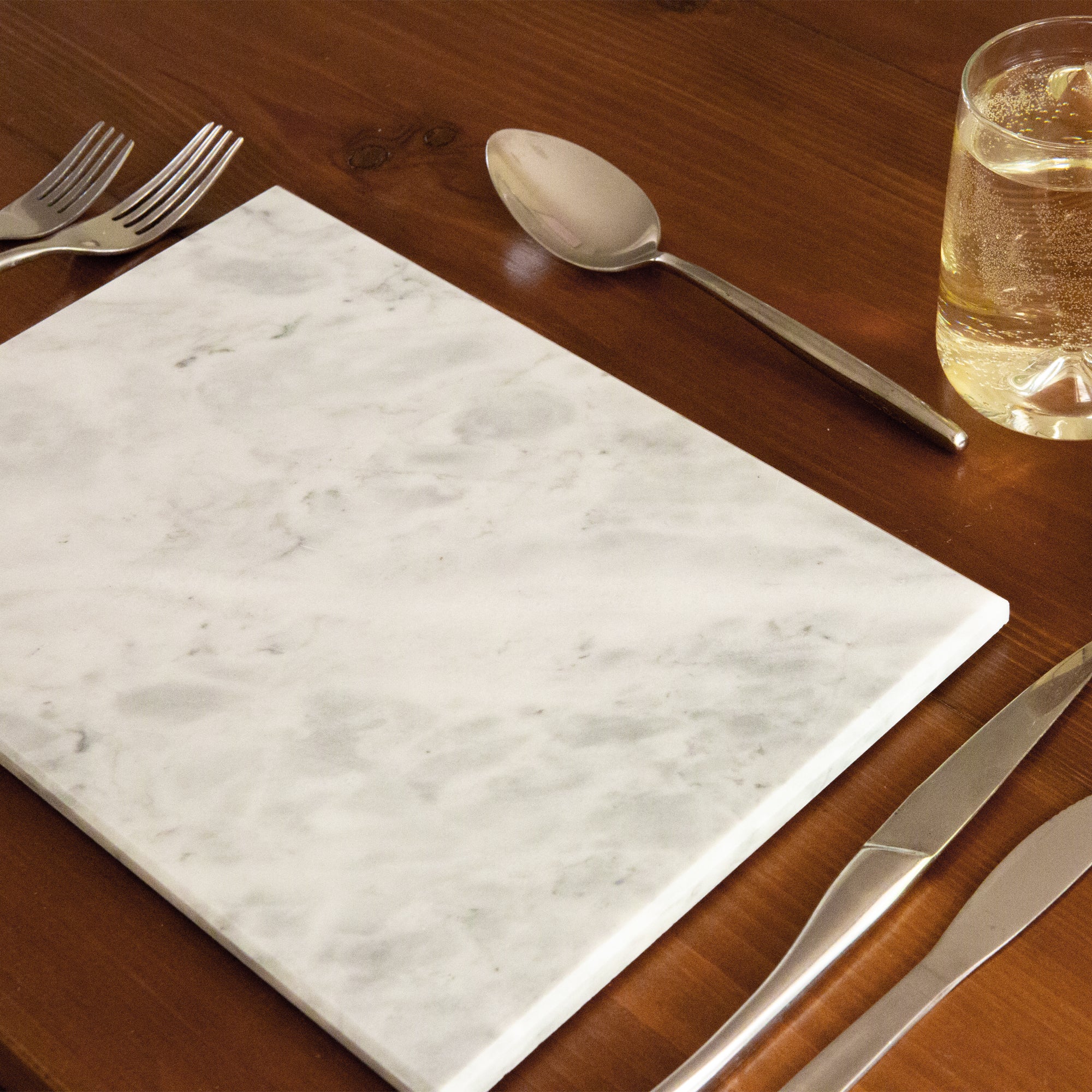Argon Tableware White Rectangular Marble Chopping Board