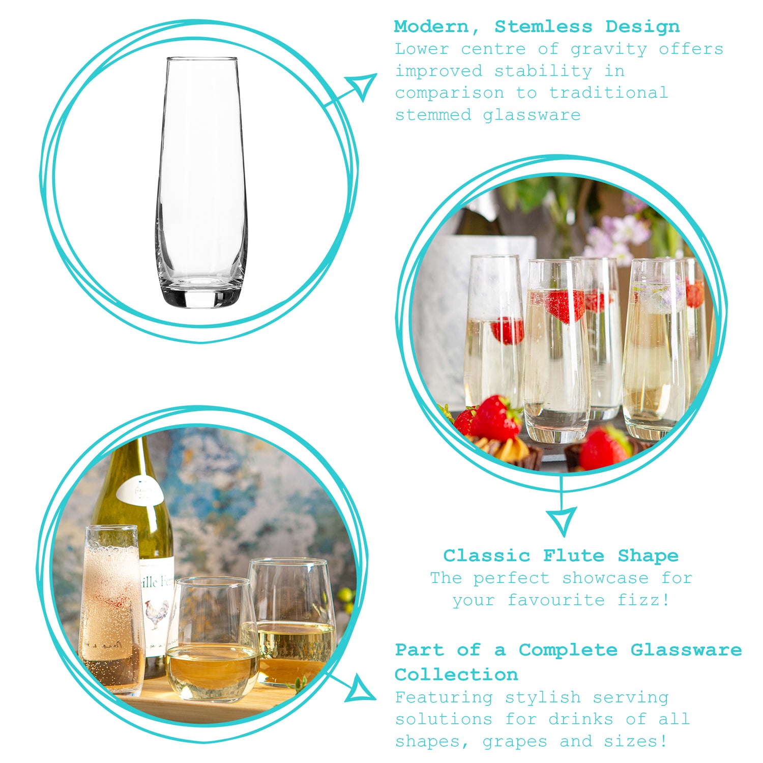 Corto Stemless Champagne Flute - 230ml