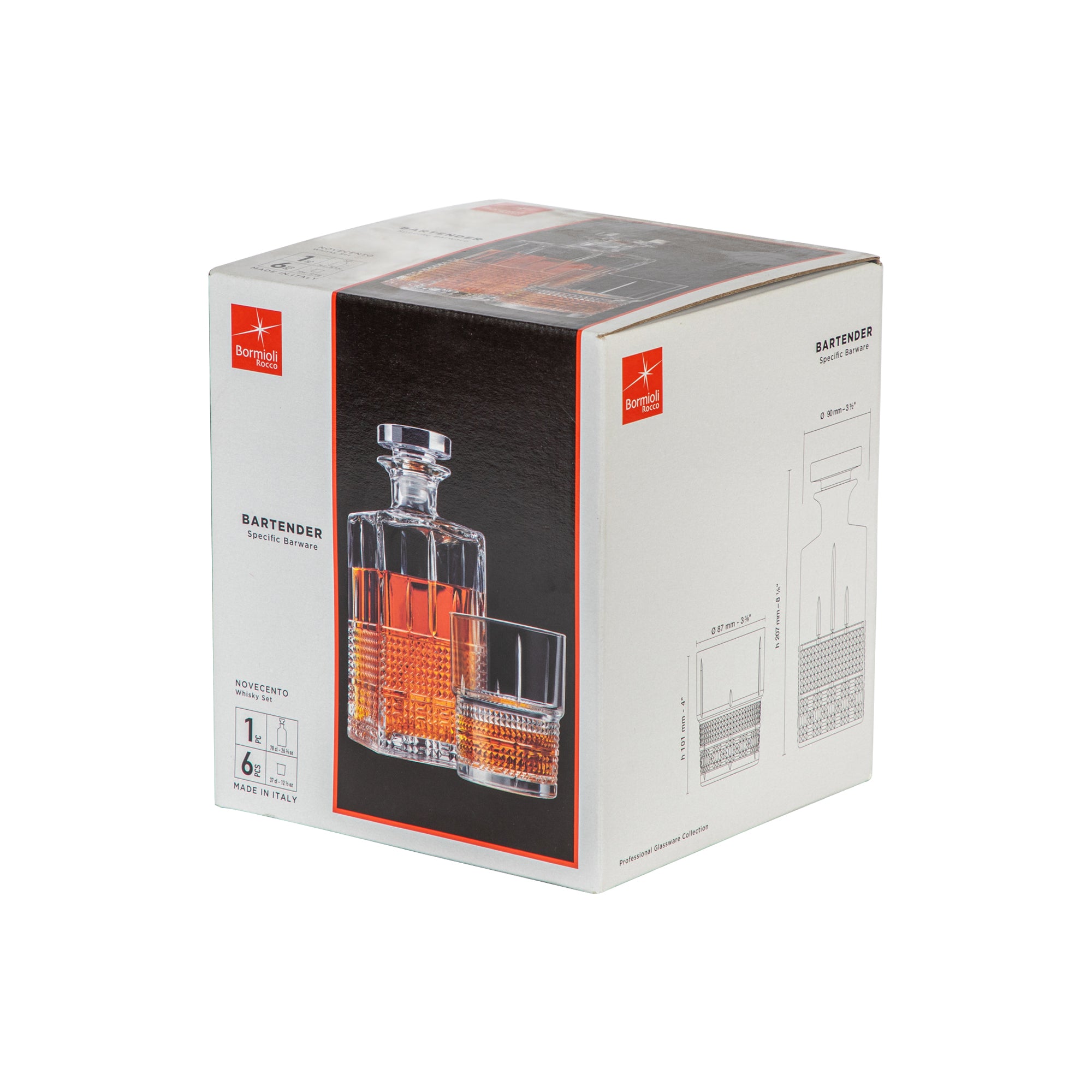 7 Piece Bartender Novecento Whisky Decanter & Glass - 21.5cm