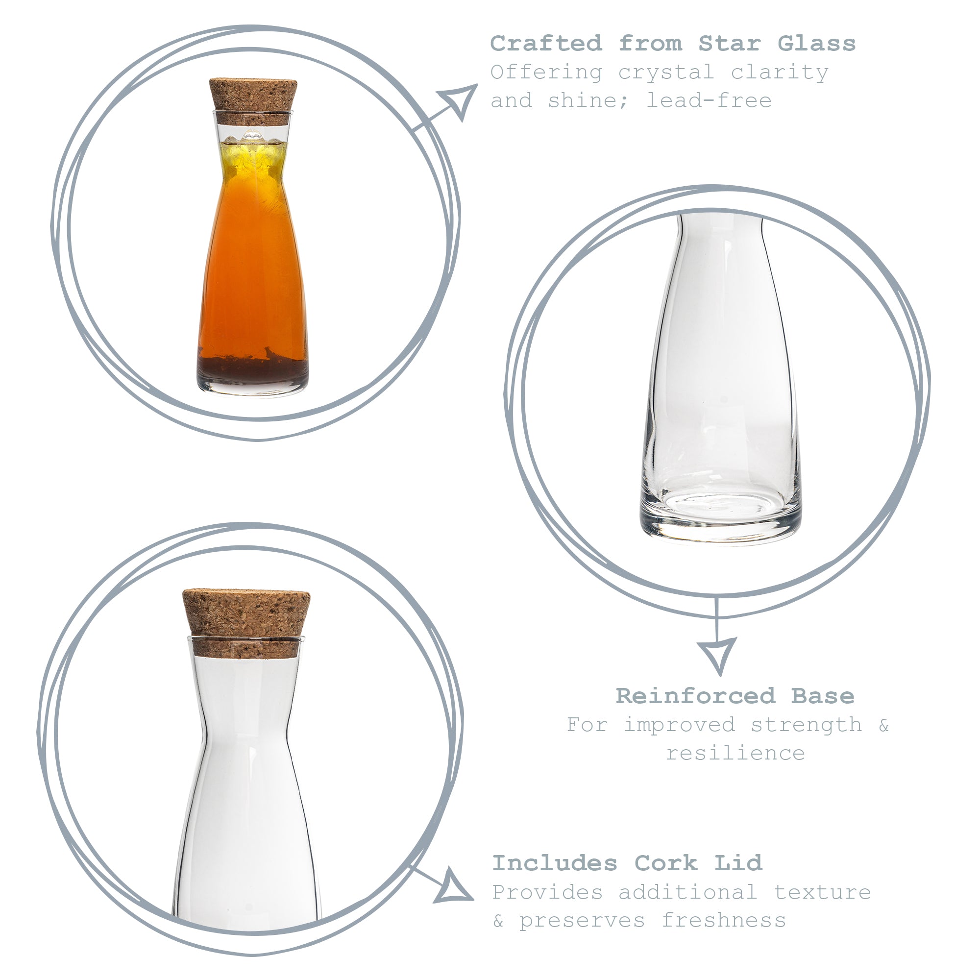Bormioli Rocco Ypsilon Glass Water Carafe Decanter Jug with Lid - 1080ml