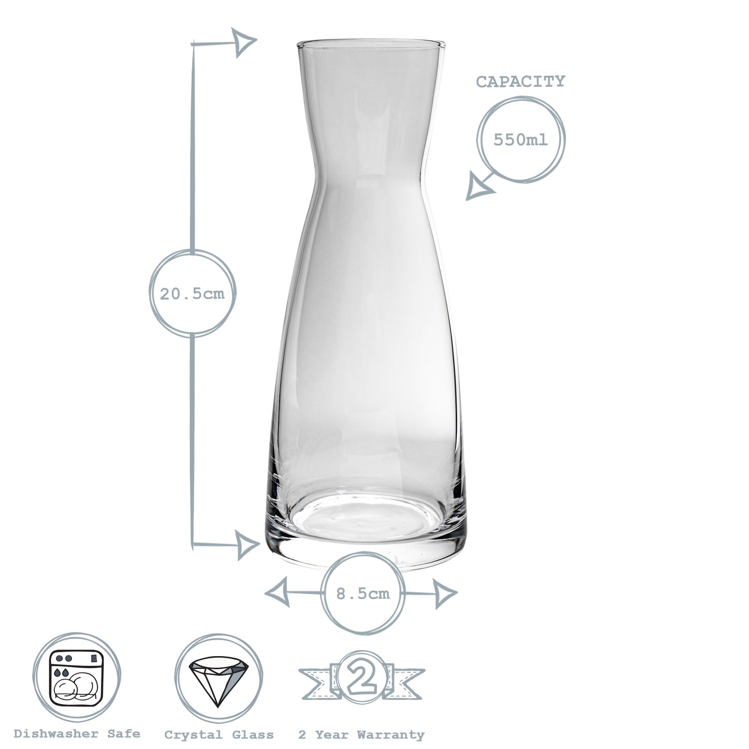 Bormioli Rocco Ypsilon Glass Water Carafe Decanter Jug - 550ml