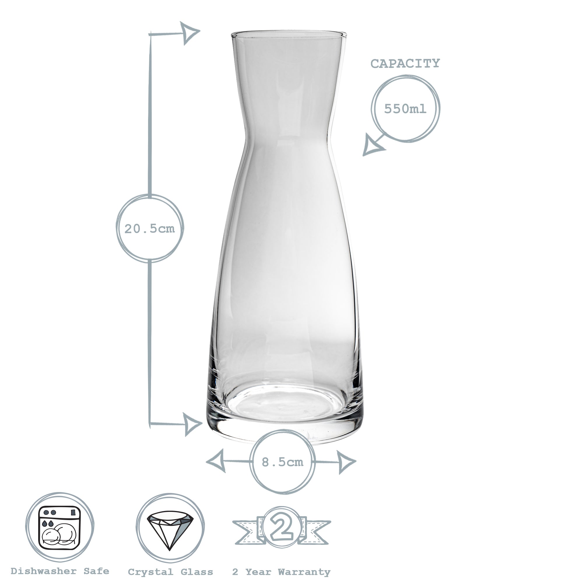 Bormioli Rocco Ypsilon Glass Water Carafe Decanter Jug - 550ml