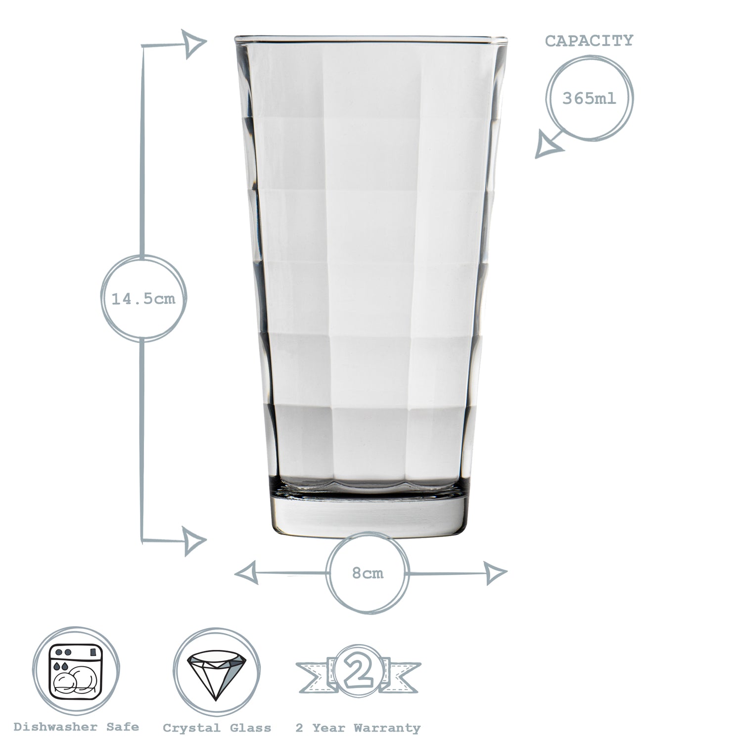 Bormioli Rocco Cube Highball Cocktail Glasses - 365ml